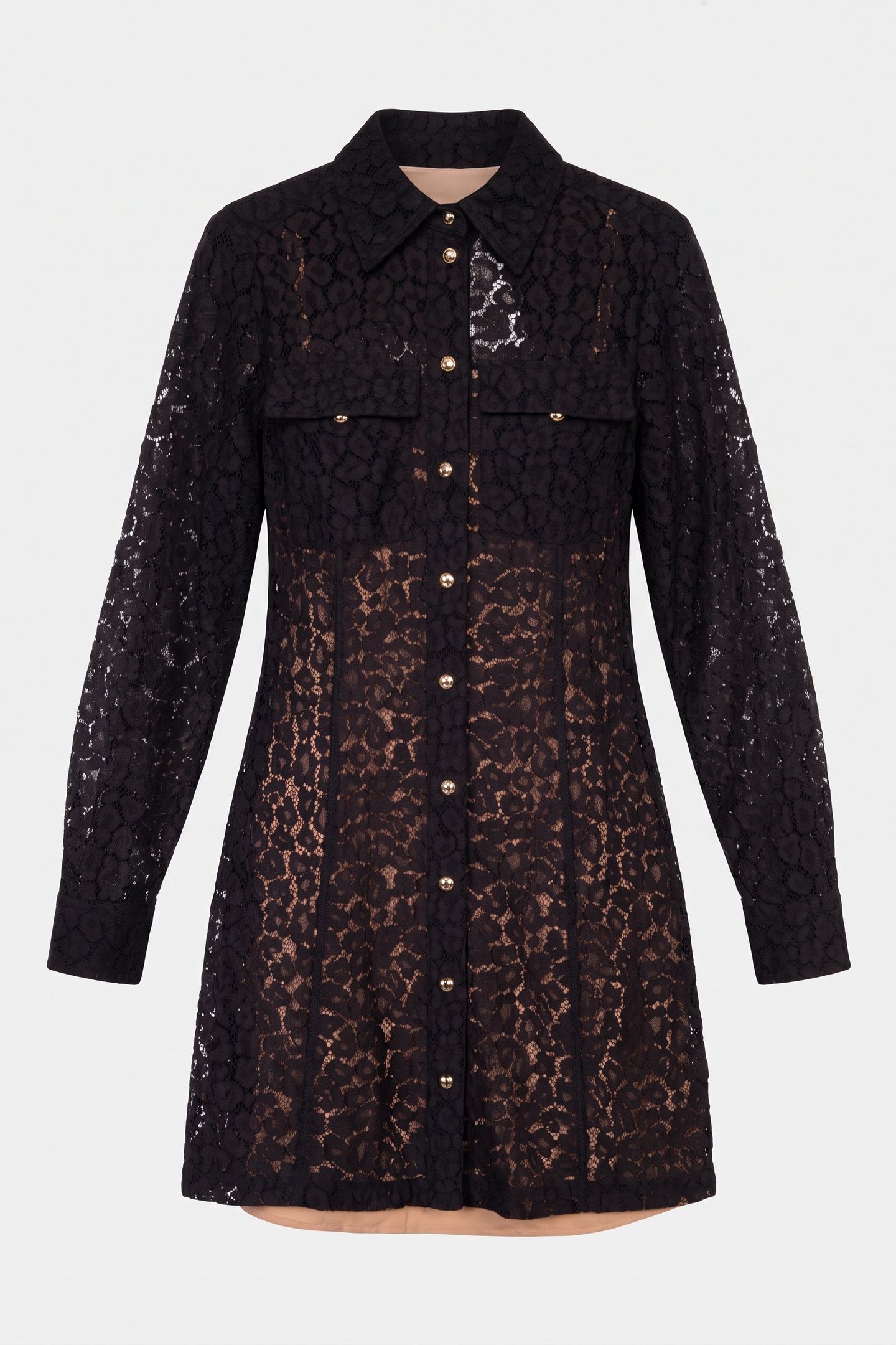 ANIMAL LACE SHIRT DRESS BLACK 3