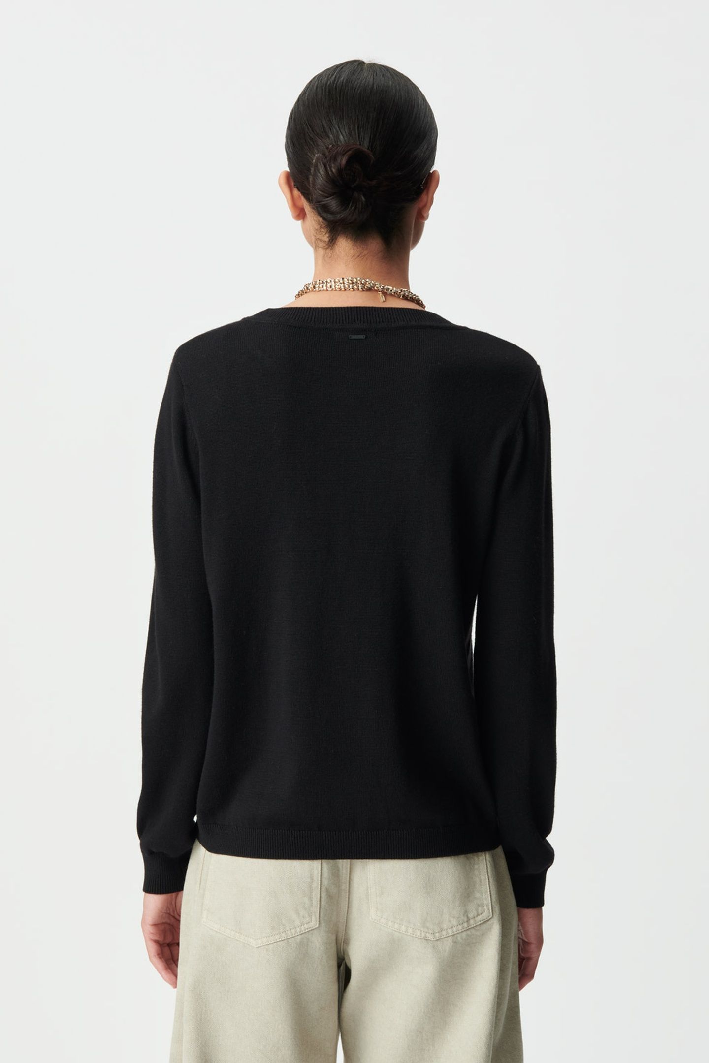 BLACK KNIT SWEATER WITH EMBROIDERED SLOGAN 2