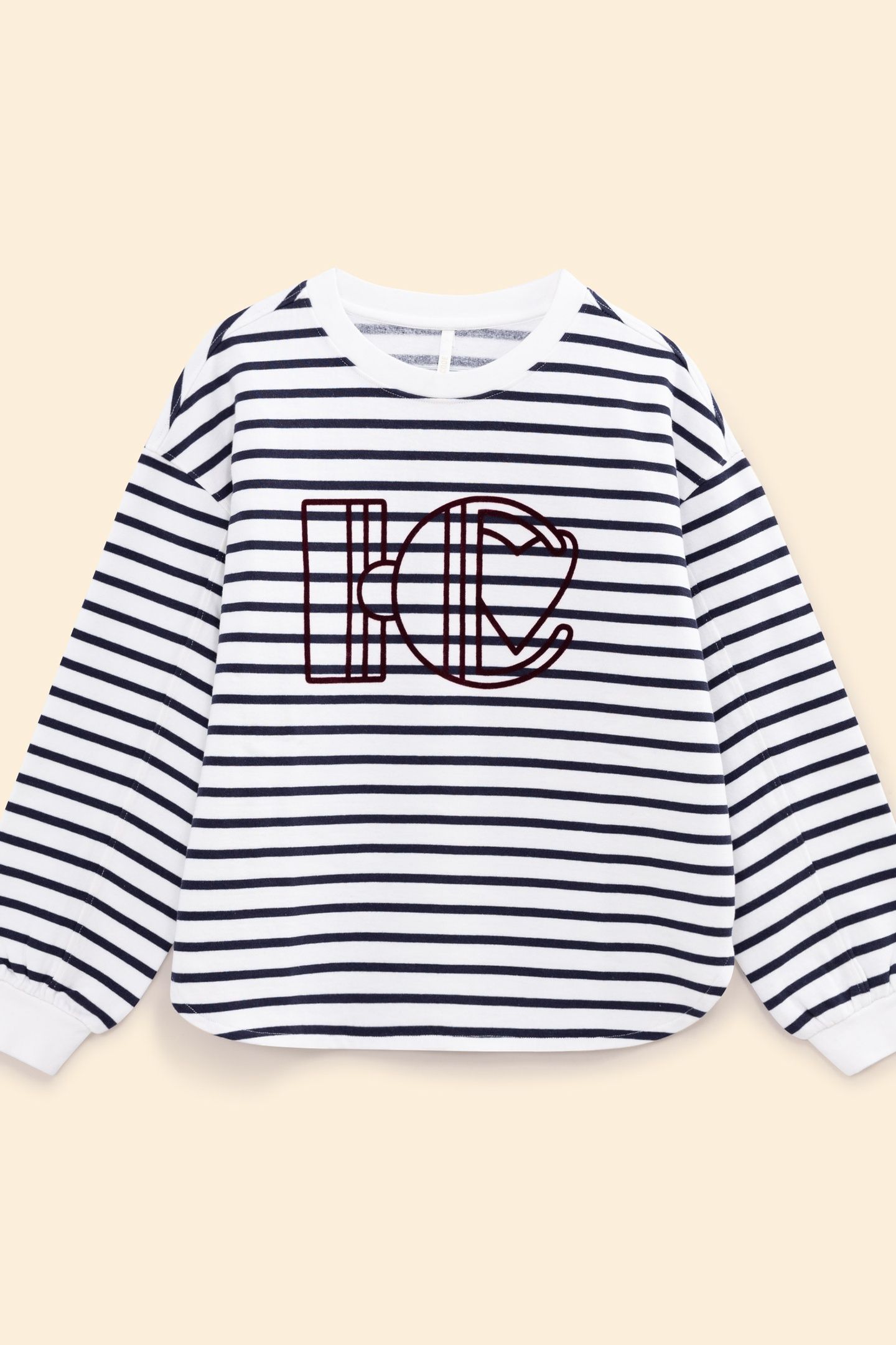 WHITE SWEATSHIRT NAVY BLUE STRIPES 3