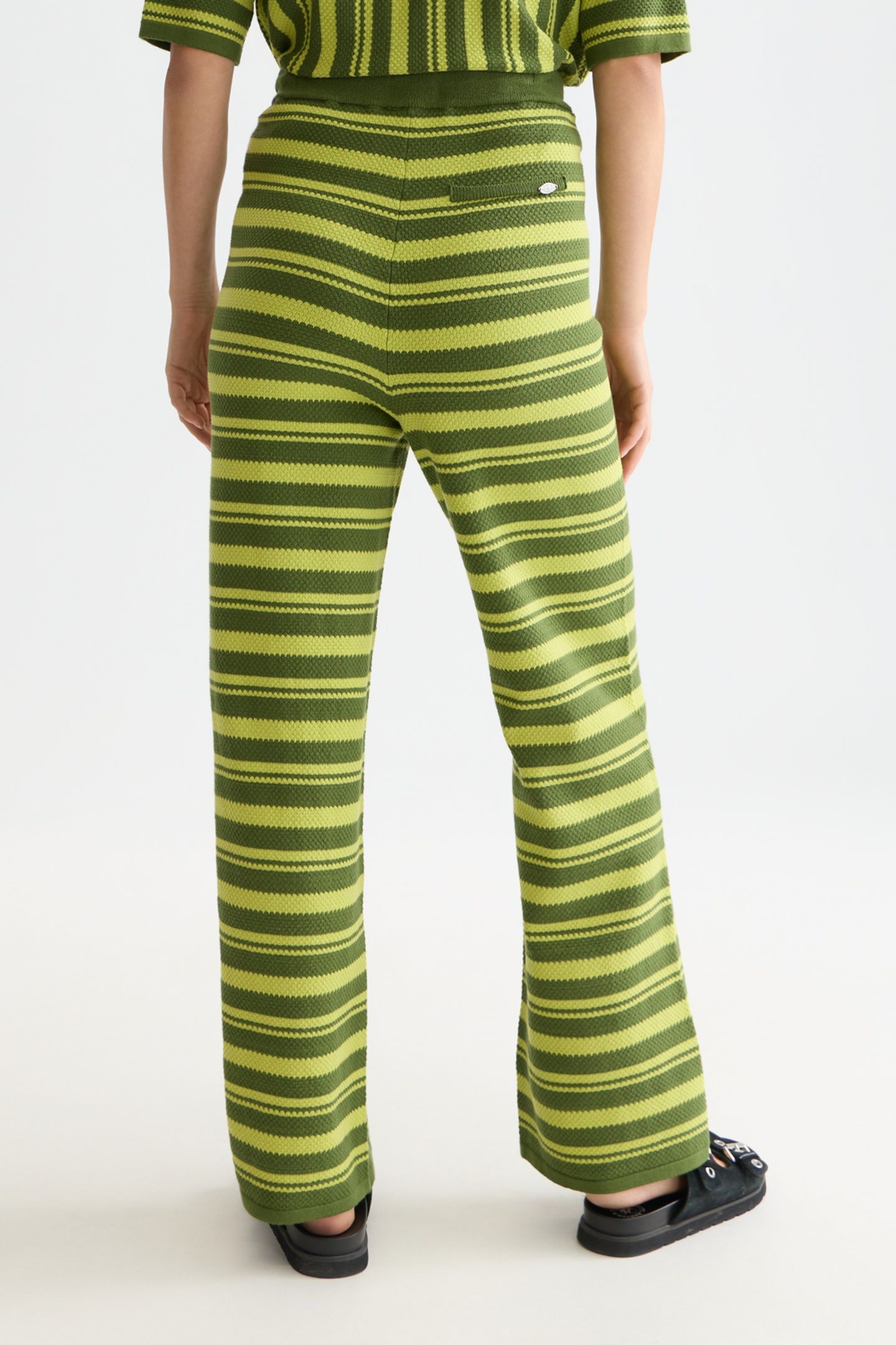 TEXTURED STRIPE KNITTED TROUSERS GARDEN GREEN 2