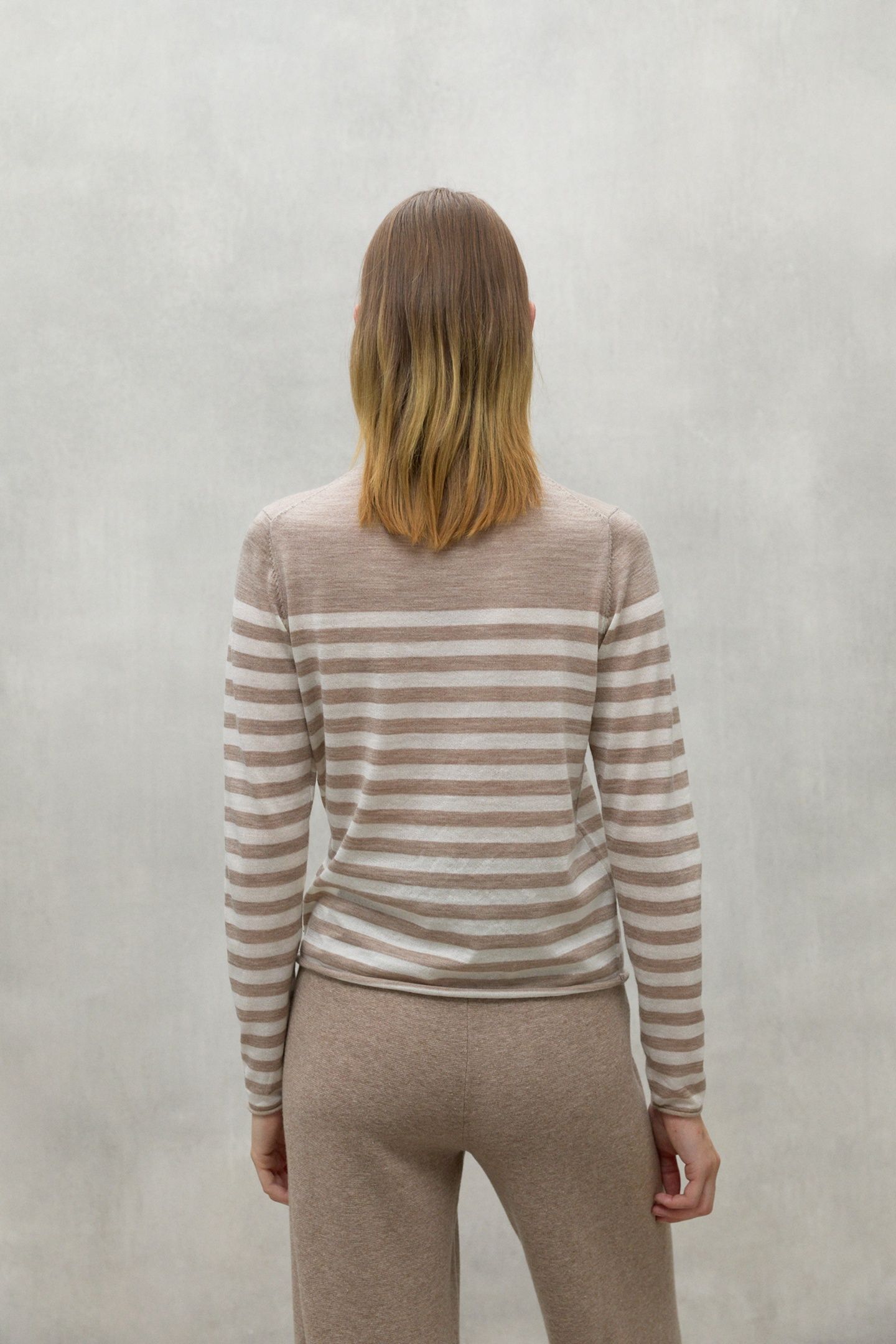 FAYAALF STRIPES KNIT DARK SAND MELANGE 2