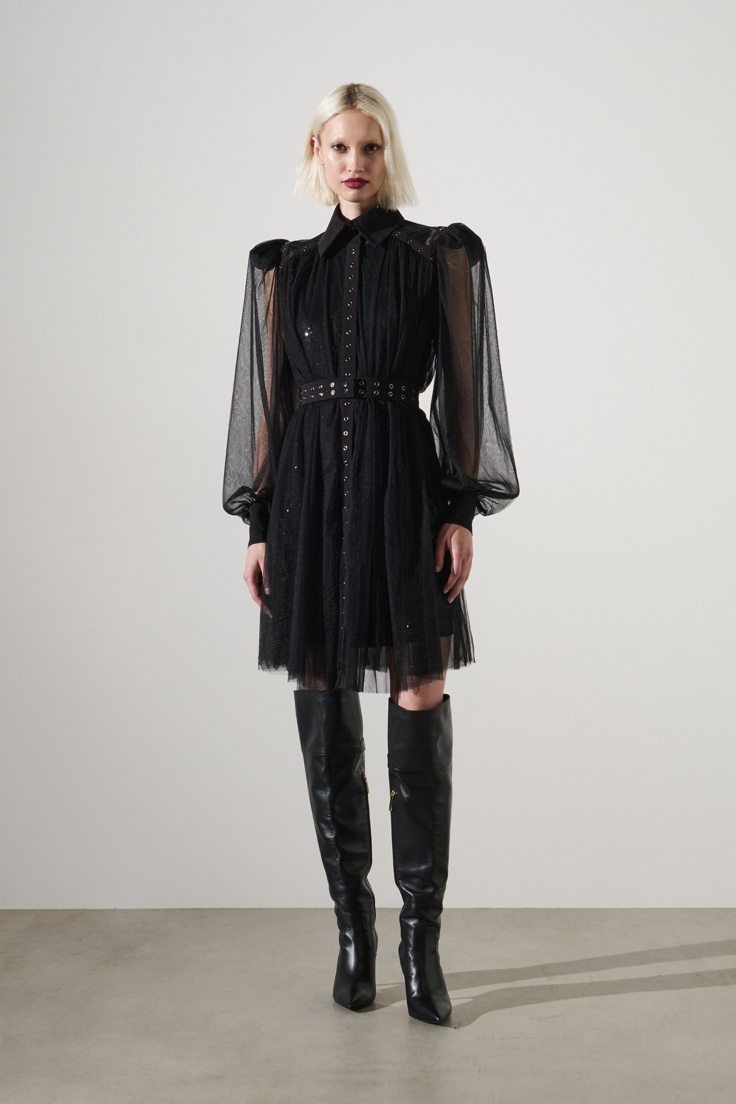 MATERIAL MIX FASHION DRESS BLACK 1