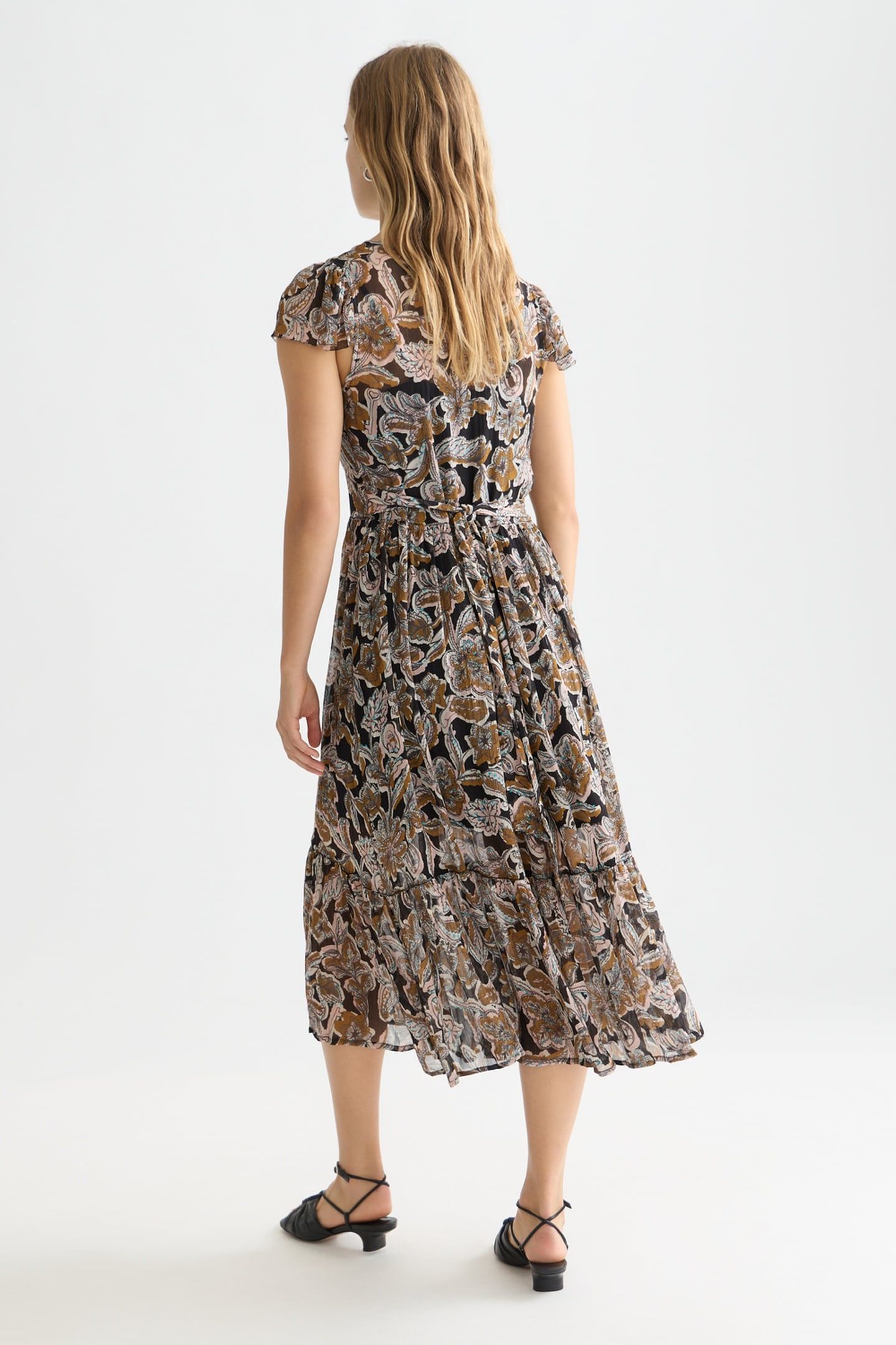 PRINTED CHIFFON MIDI DAY DRESS LUCKY BANDANA MULTI METEORITE 2