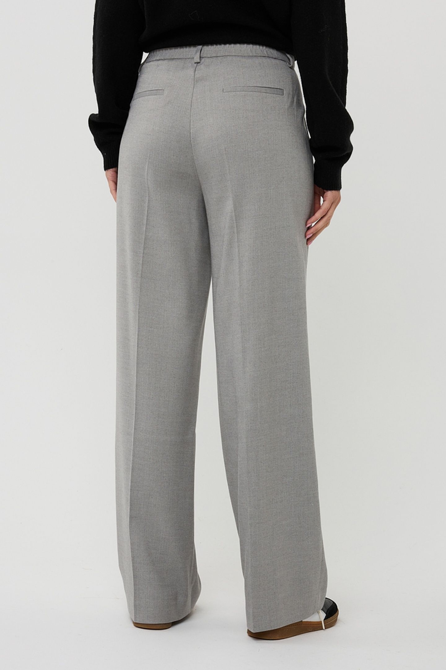 TROUSERS WIDE LEG LUREX LIGHT GREY MELANGE 3