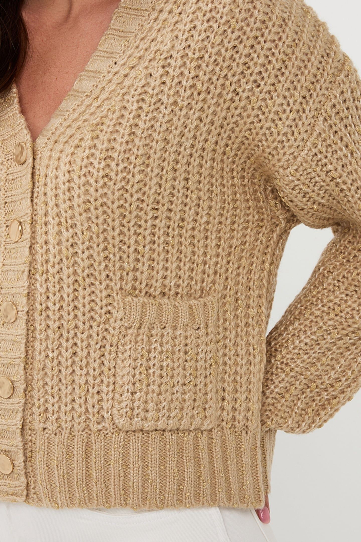 CARDIGAN OVERSIZE LUREX LIGHT SAND 7