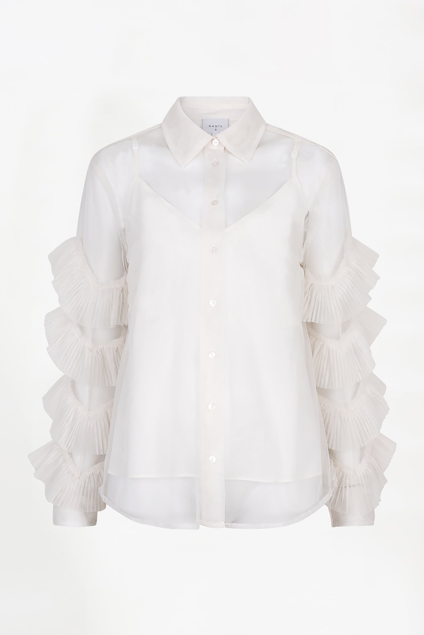 PIERS TULLE RUFFLED SHIRT BUTTER CREAM 5