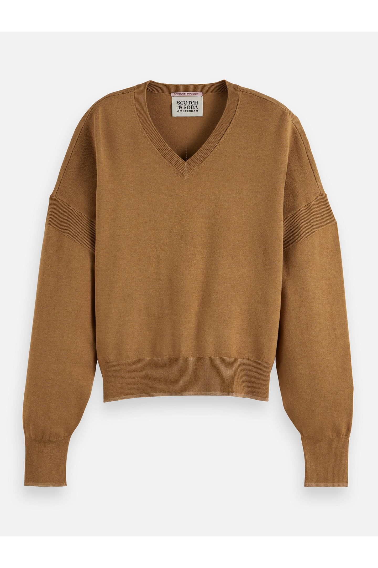 CORE V-NECK RELAXED PULLOVER MEDIUM BROWN 4