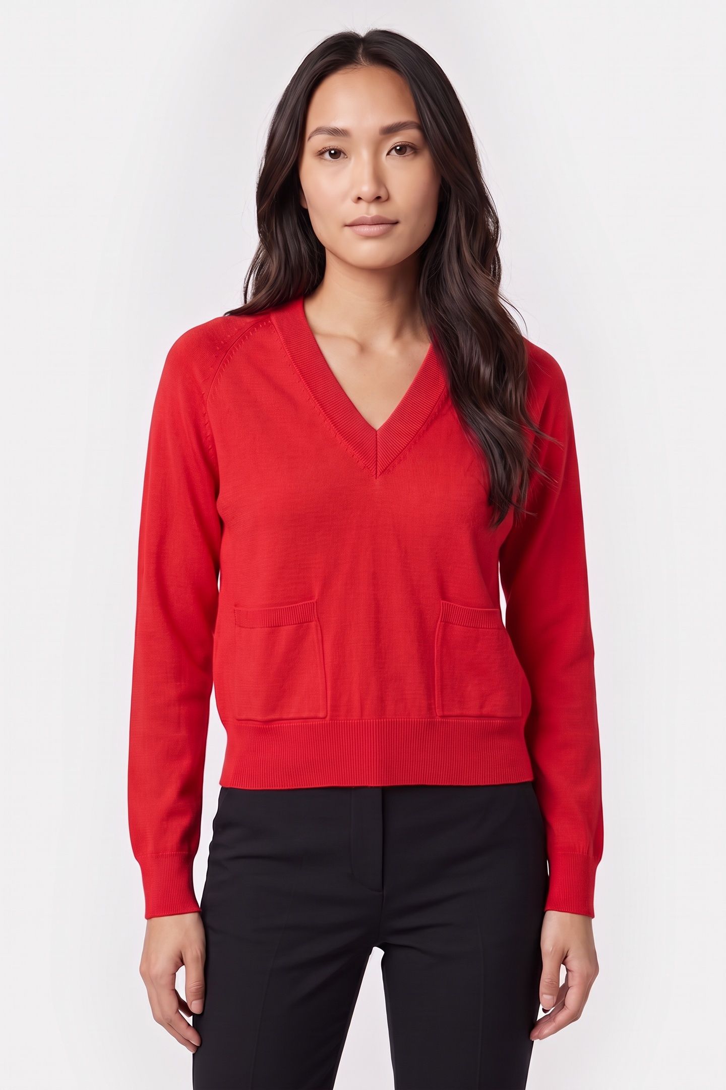 SWEATER V-NECK RED 2