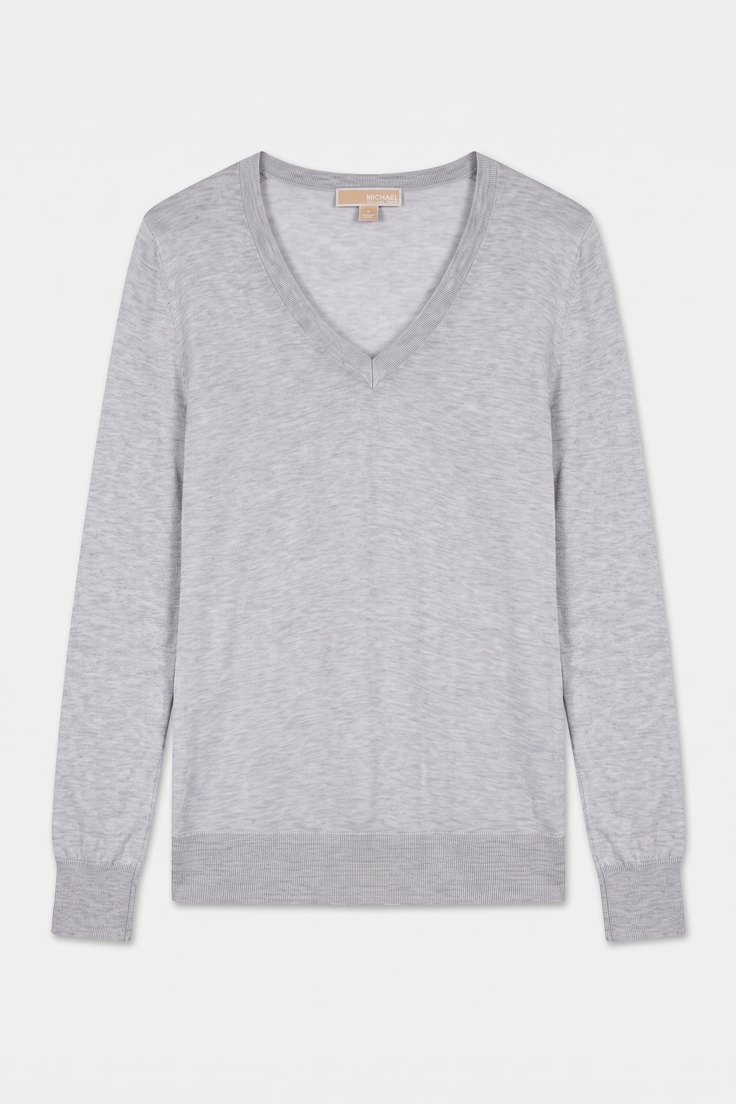 COTTON SILK V-NECK SWEATER PEARL HEATHER 3
