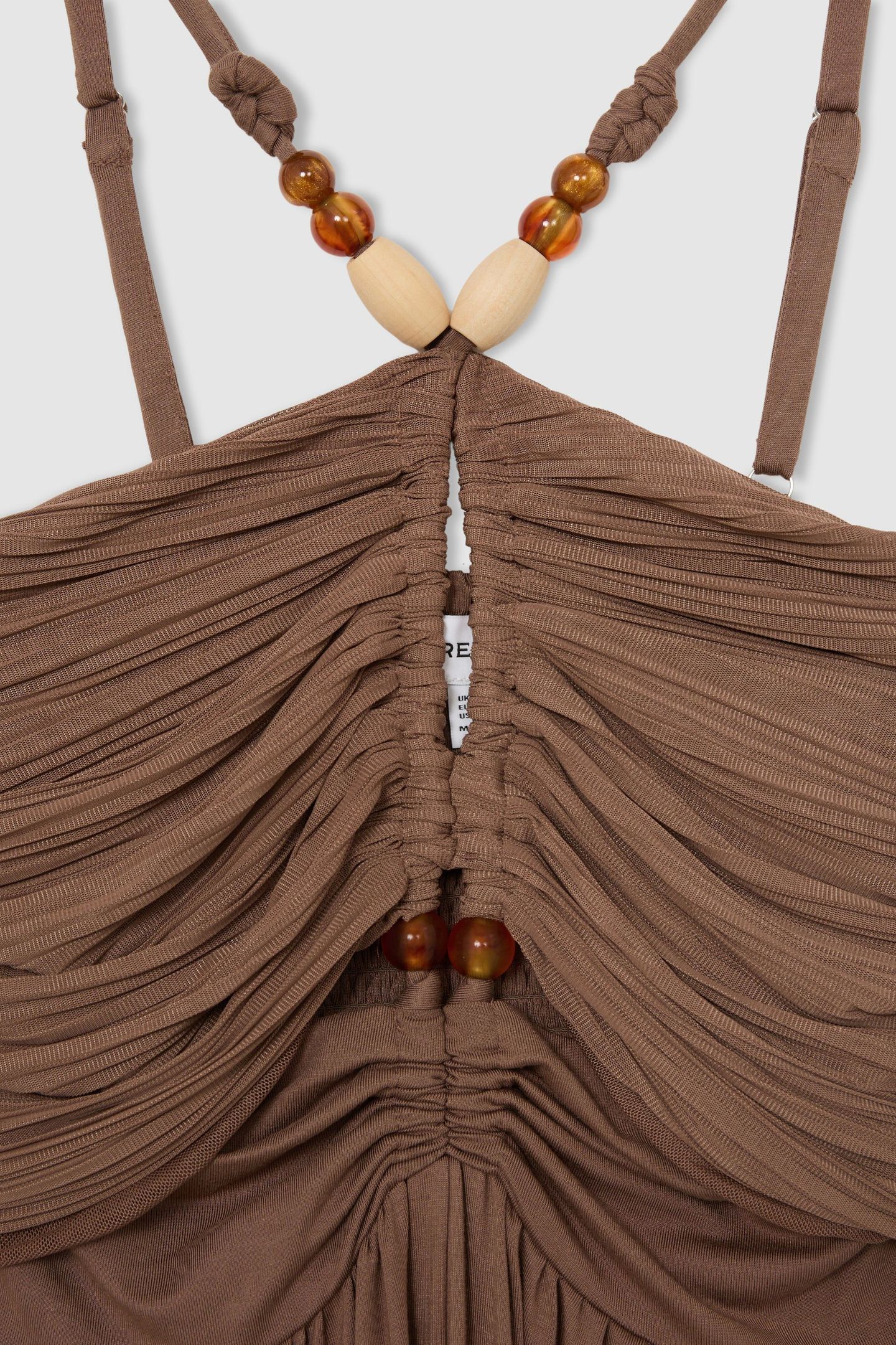BEADED JERSEY MAXI DRESS TAUPE BROWN 6