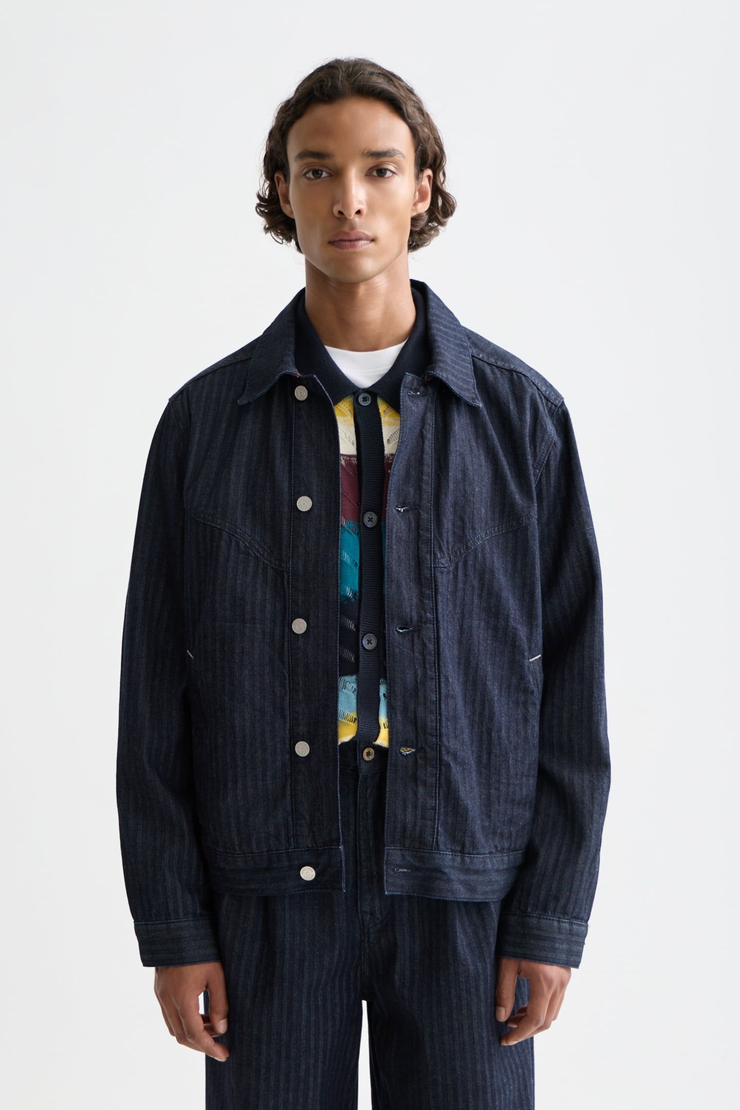 TRUCKER JACKET WITH WESTERN DETAILS NAVY 1