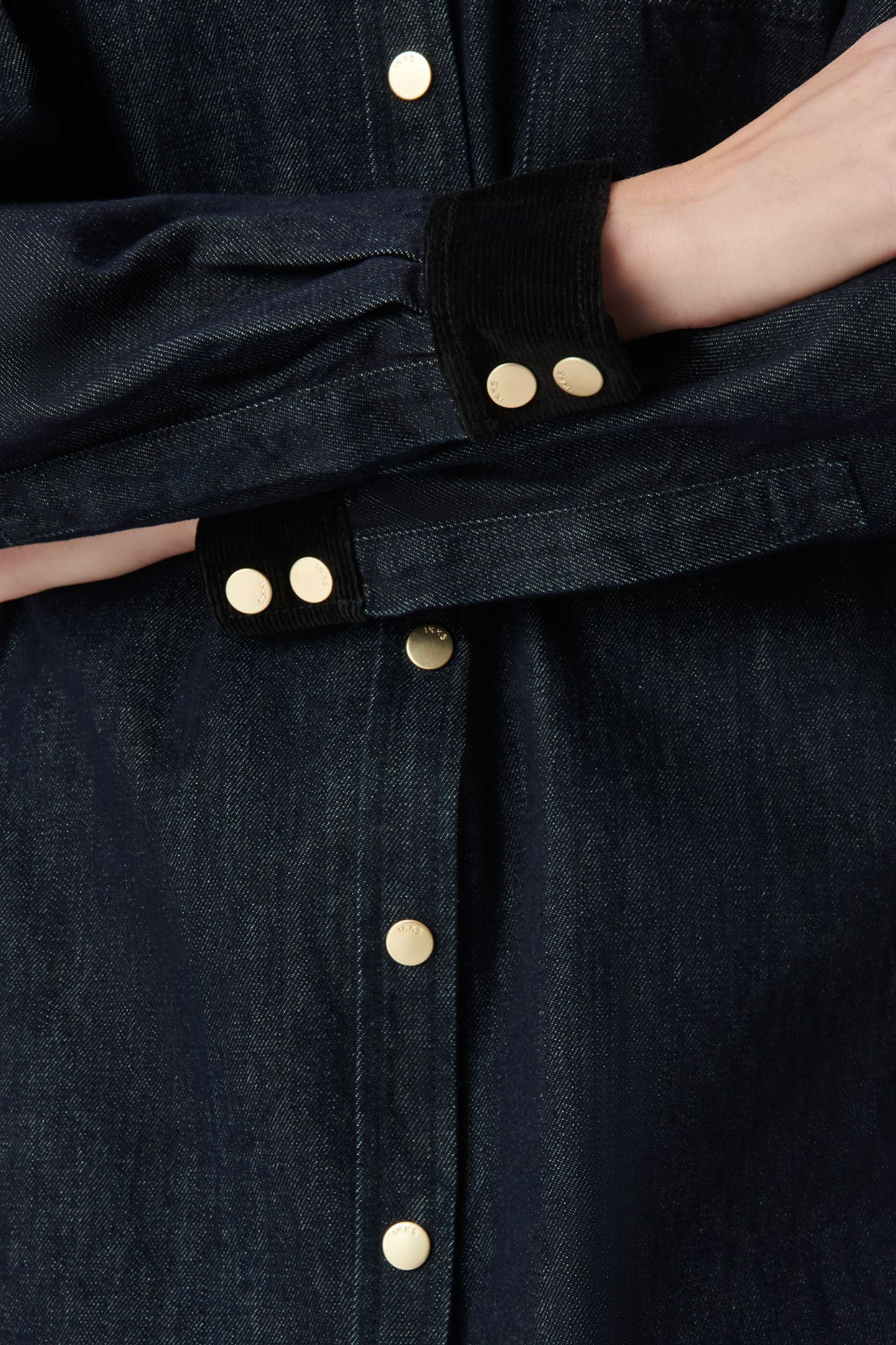 BLUE DENIM SHIRT DRESS, VELVET COLLAR AND CUFFS 6