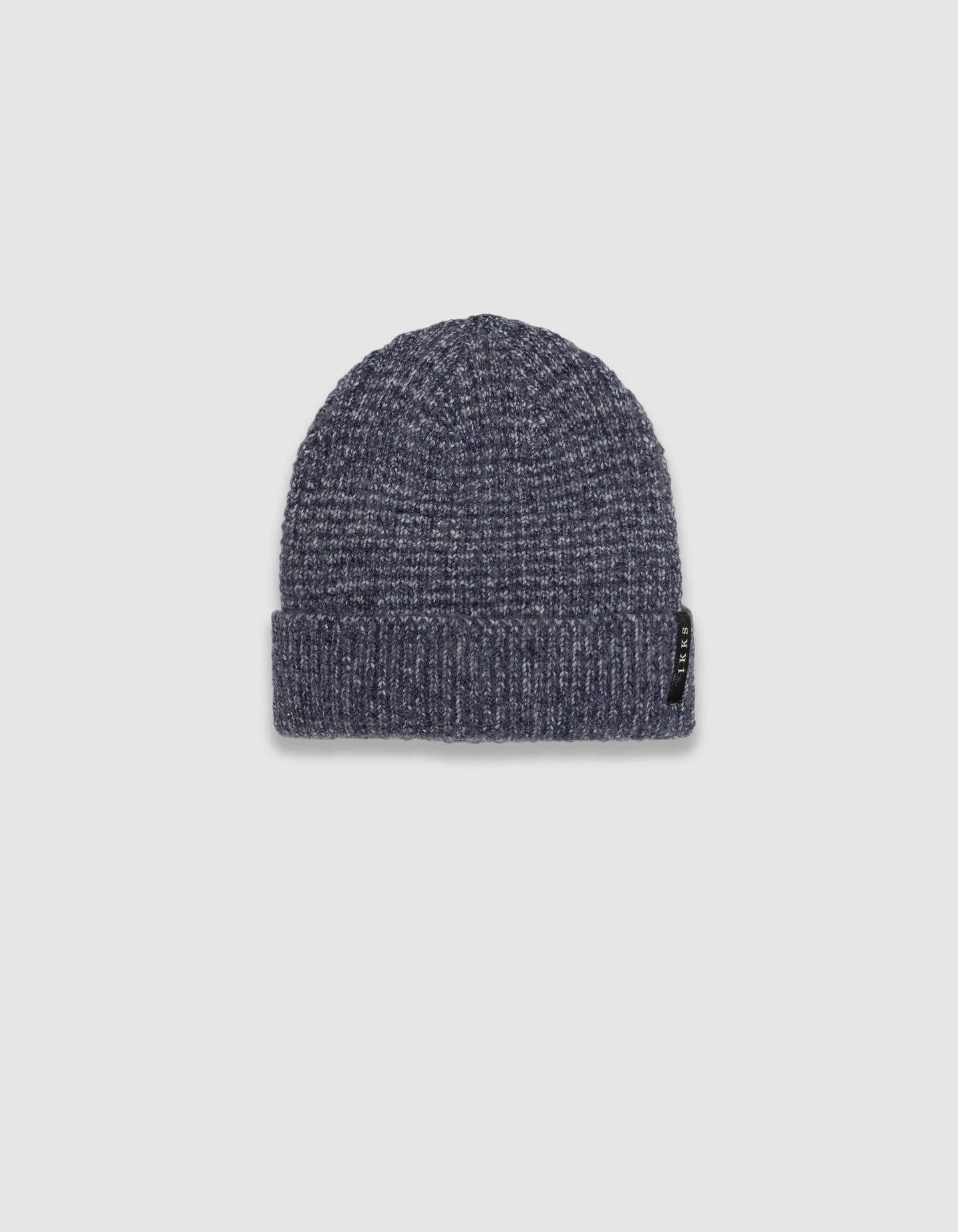 BLUE RIBBED KNIT BEANIE WITH TURN-UP 2