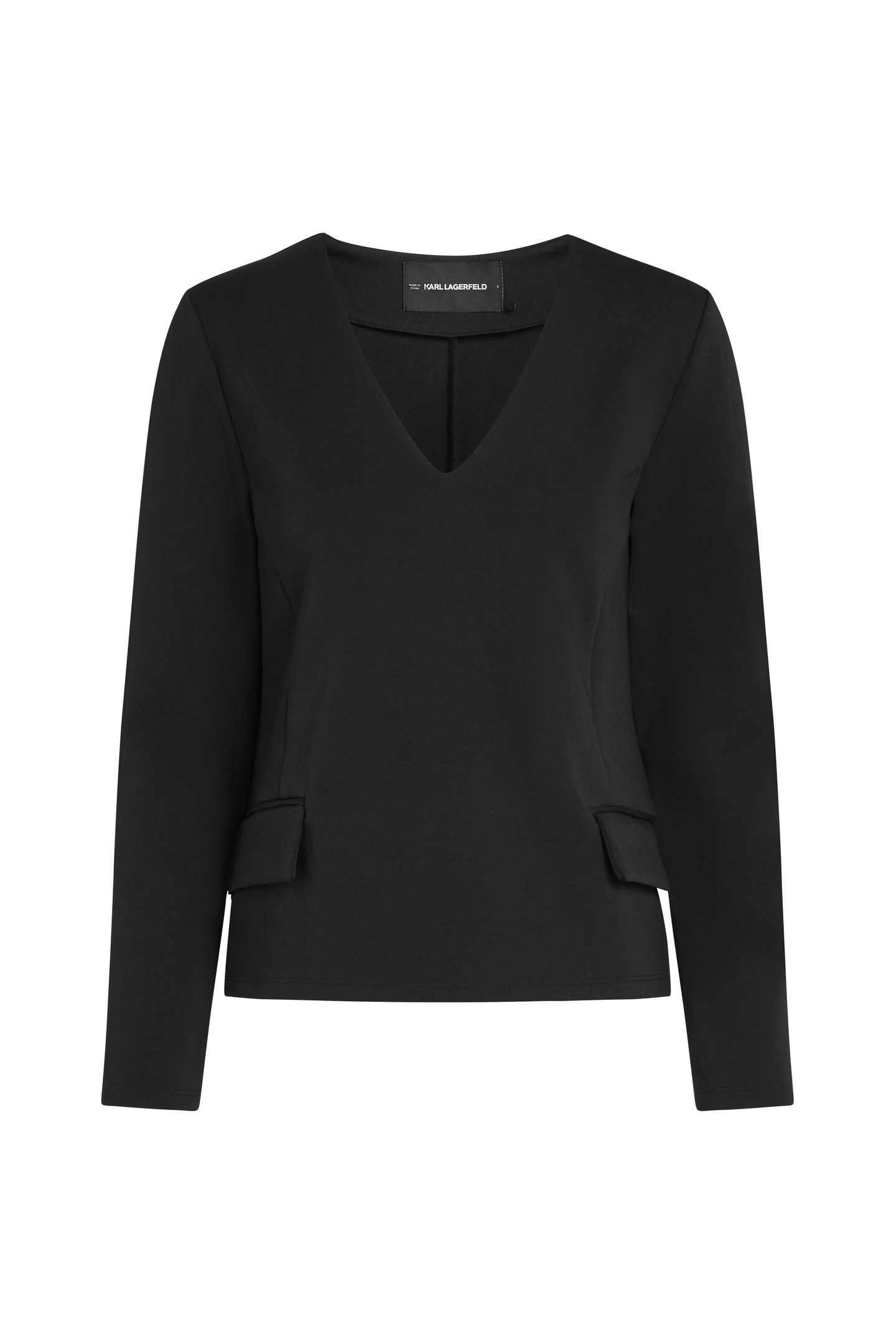 METAL DETAIL V NECK SWEATSHIRT BLACK 4
