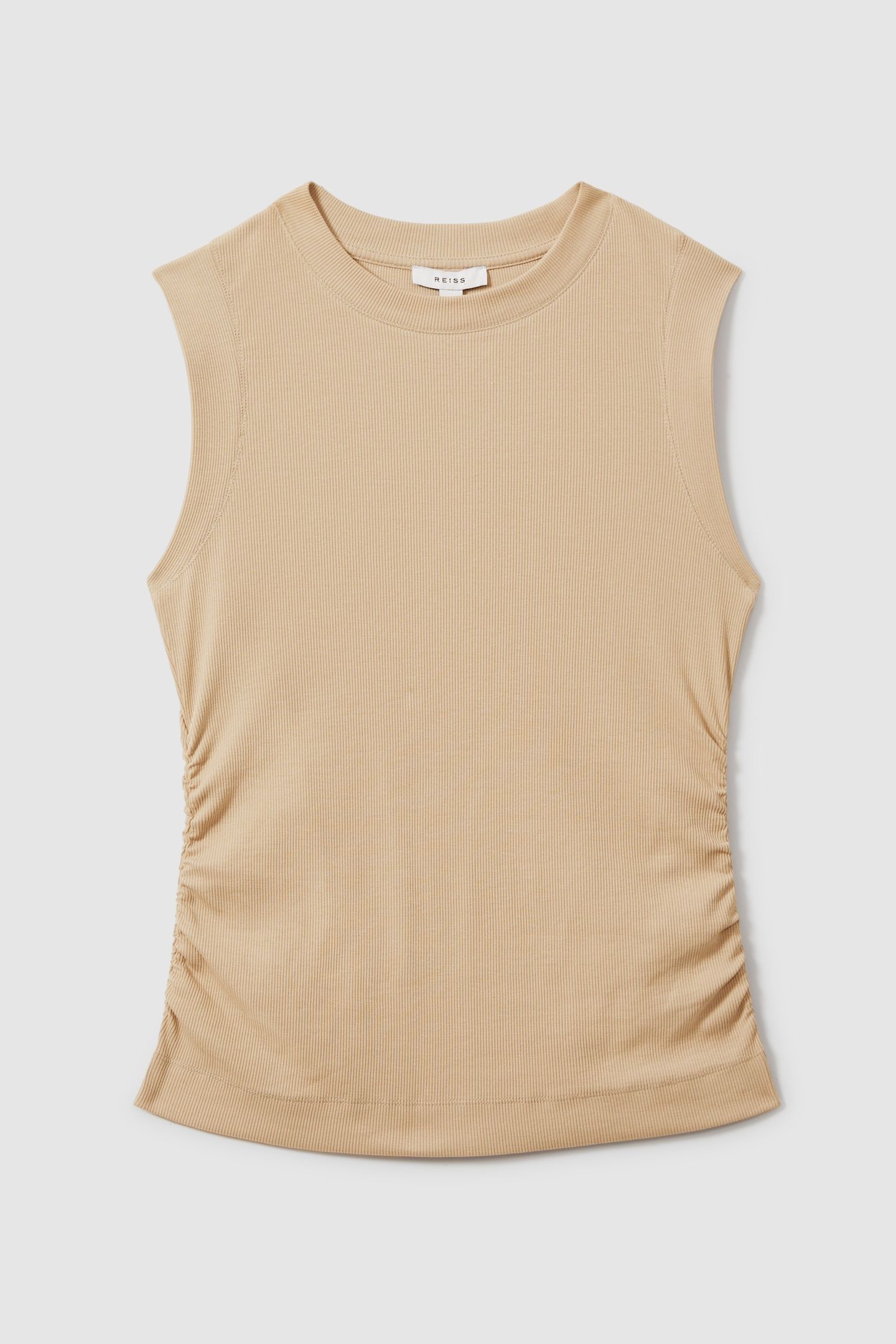 RUCHED RIBBED VEST CAMEL 4