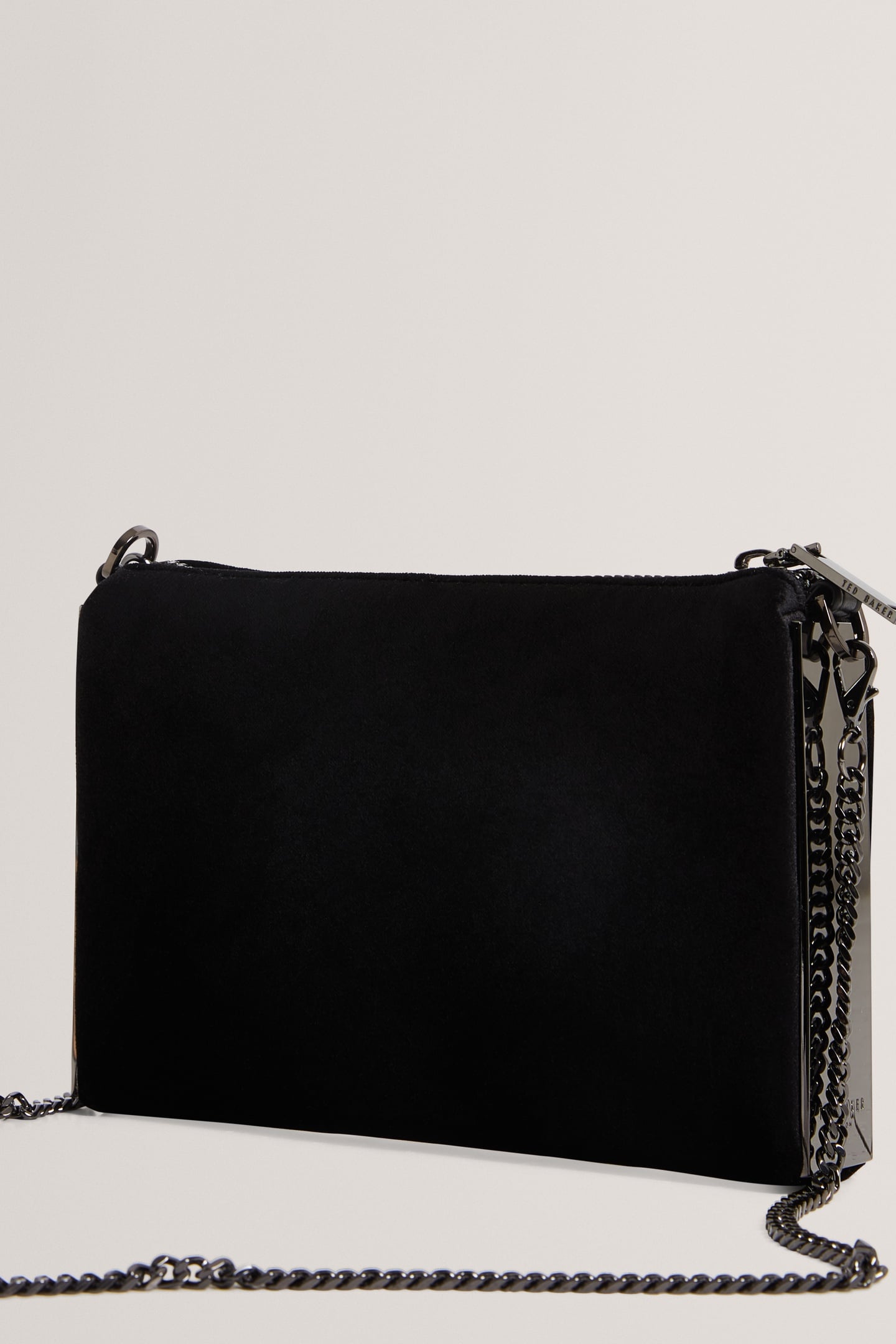 BAR DETAIL VELVET CROSSBODY CLUTCH BLACK 2