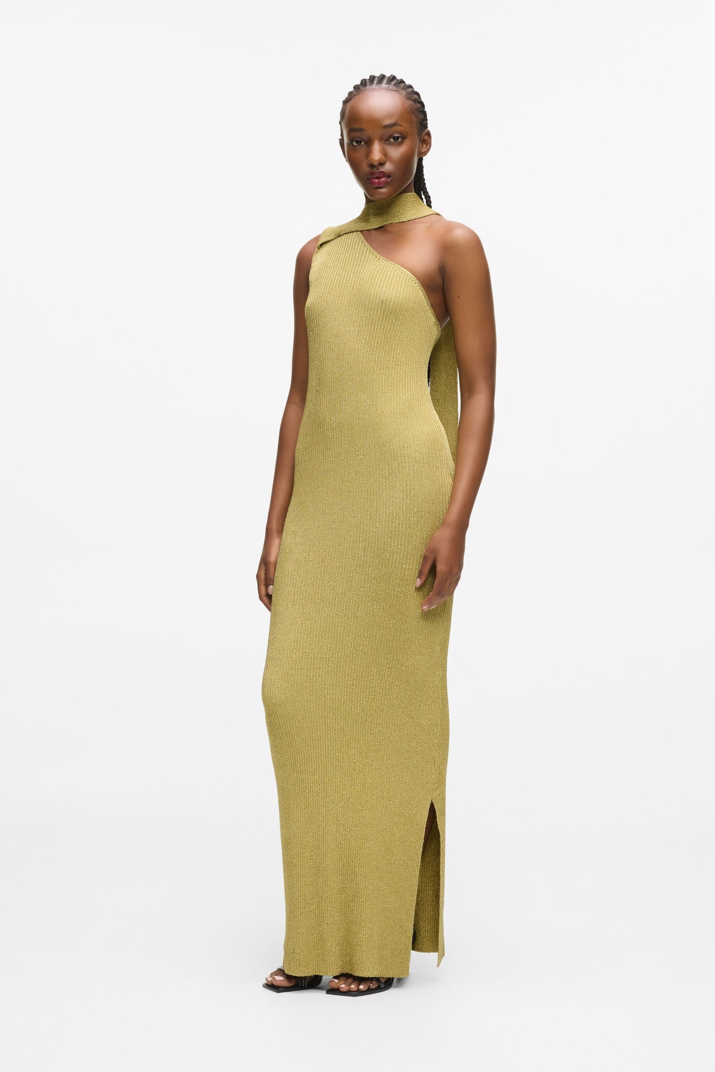 LUREX KNIT DRESS LIGHT GOLD 1