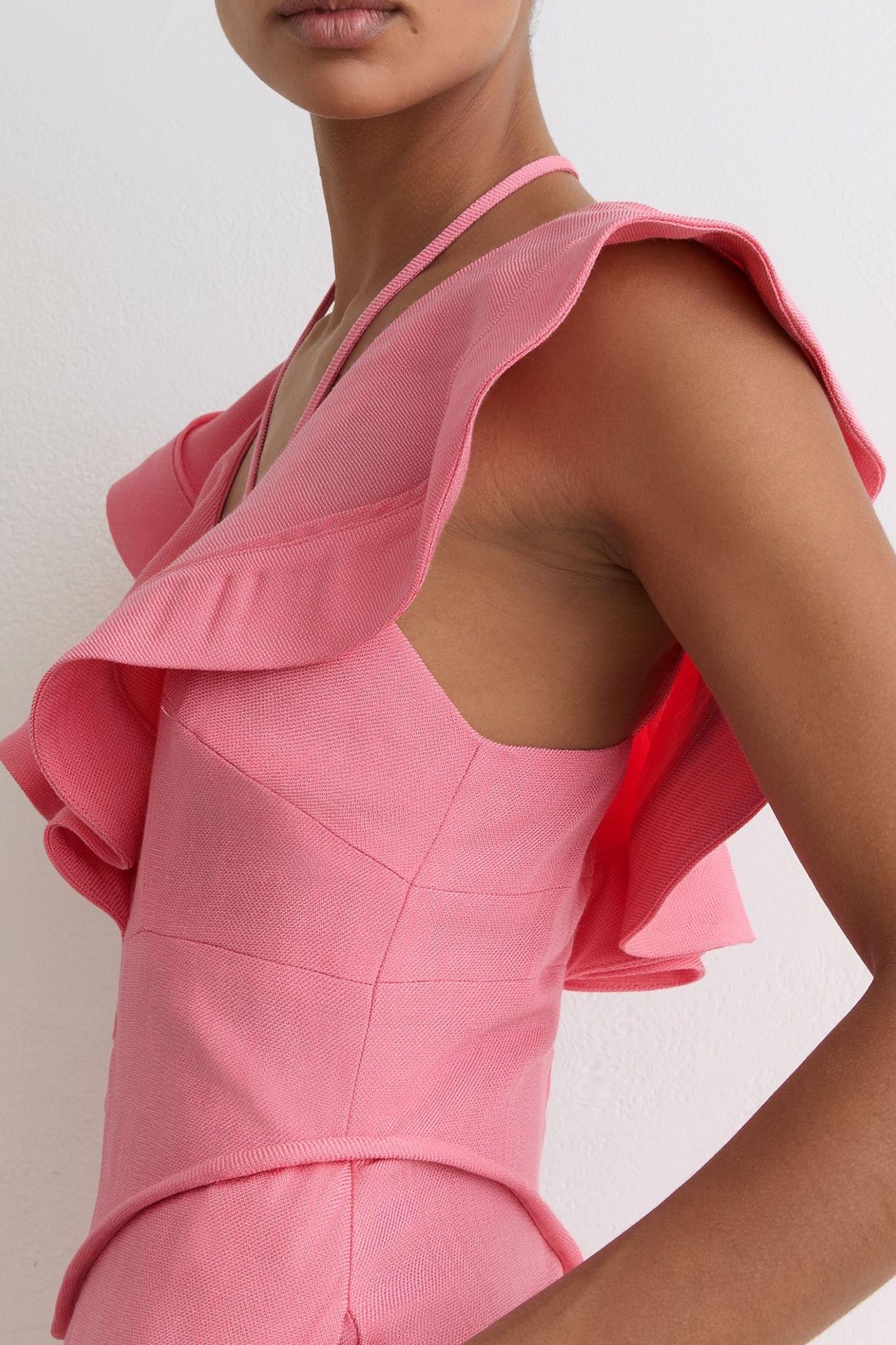 RUFFLE SLEEVE MIDI DRESS PINK 8