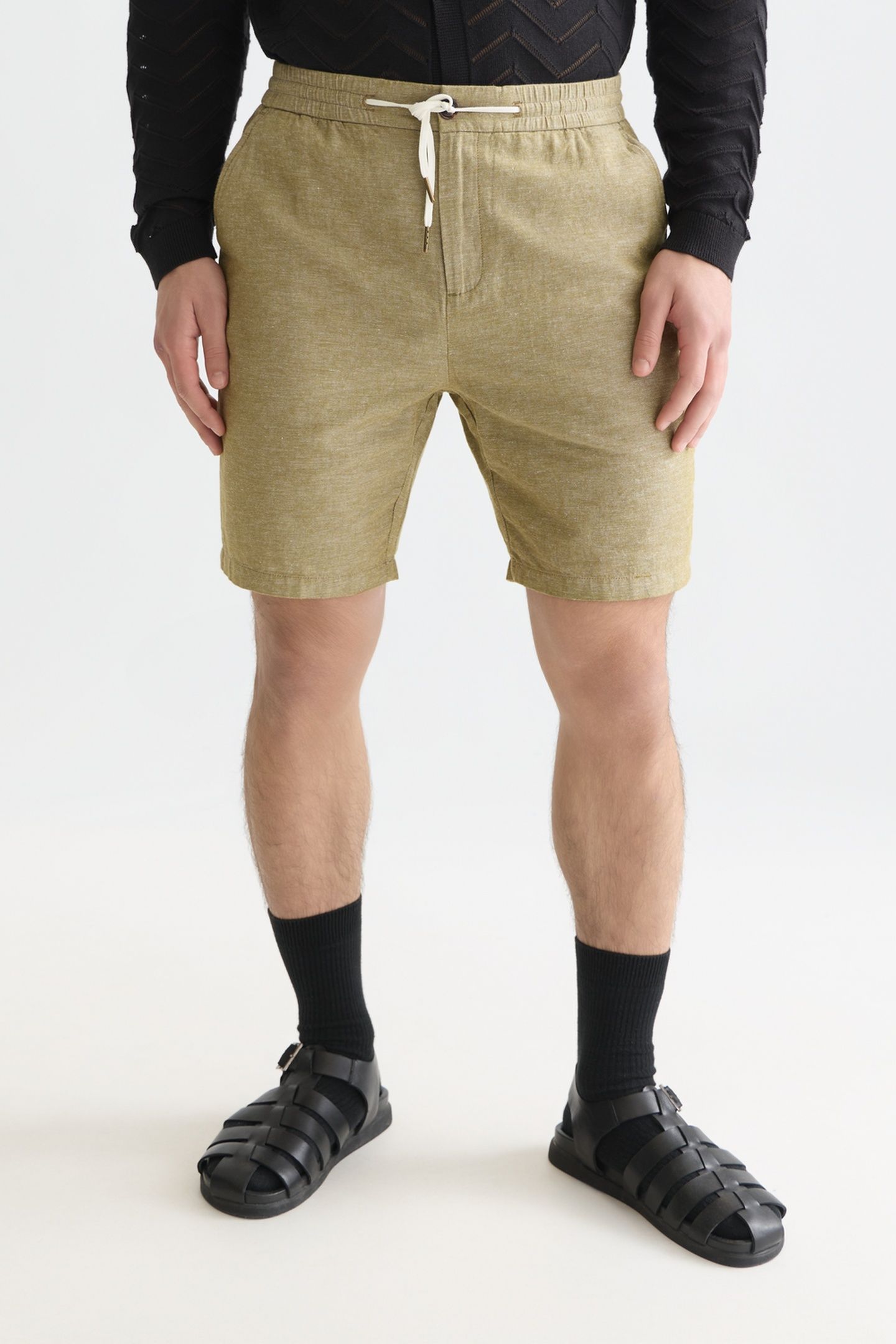 SEASONAL CORE FAVE COTTON LINEN REGULAR-FIT CHINO SHORTS DAR 1
