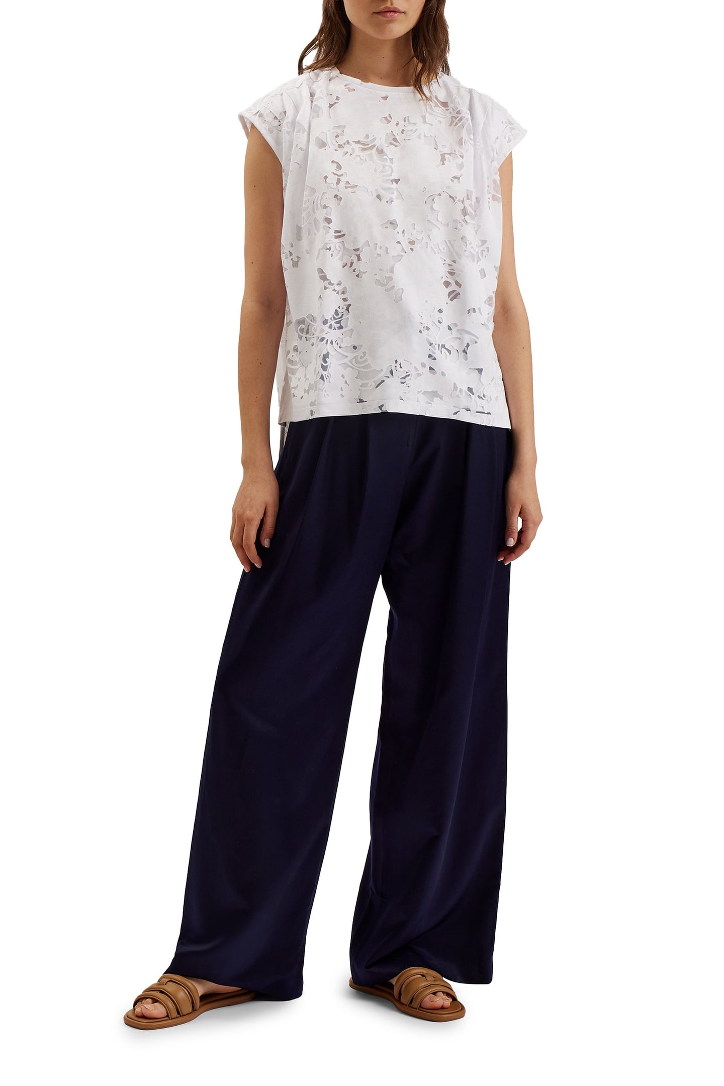 VLEENA PRINTED BURNOUT VEST TOP WHITE 4