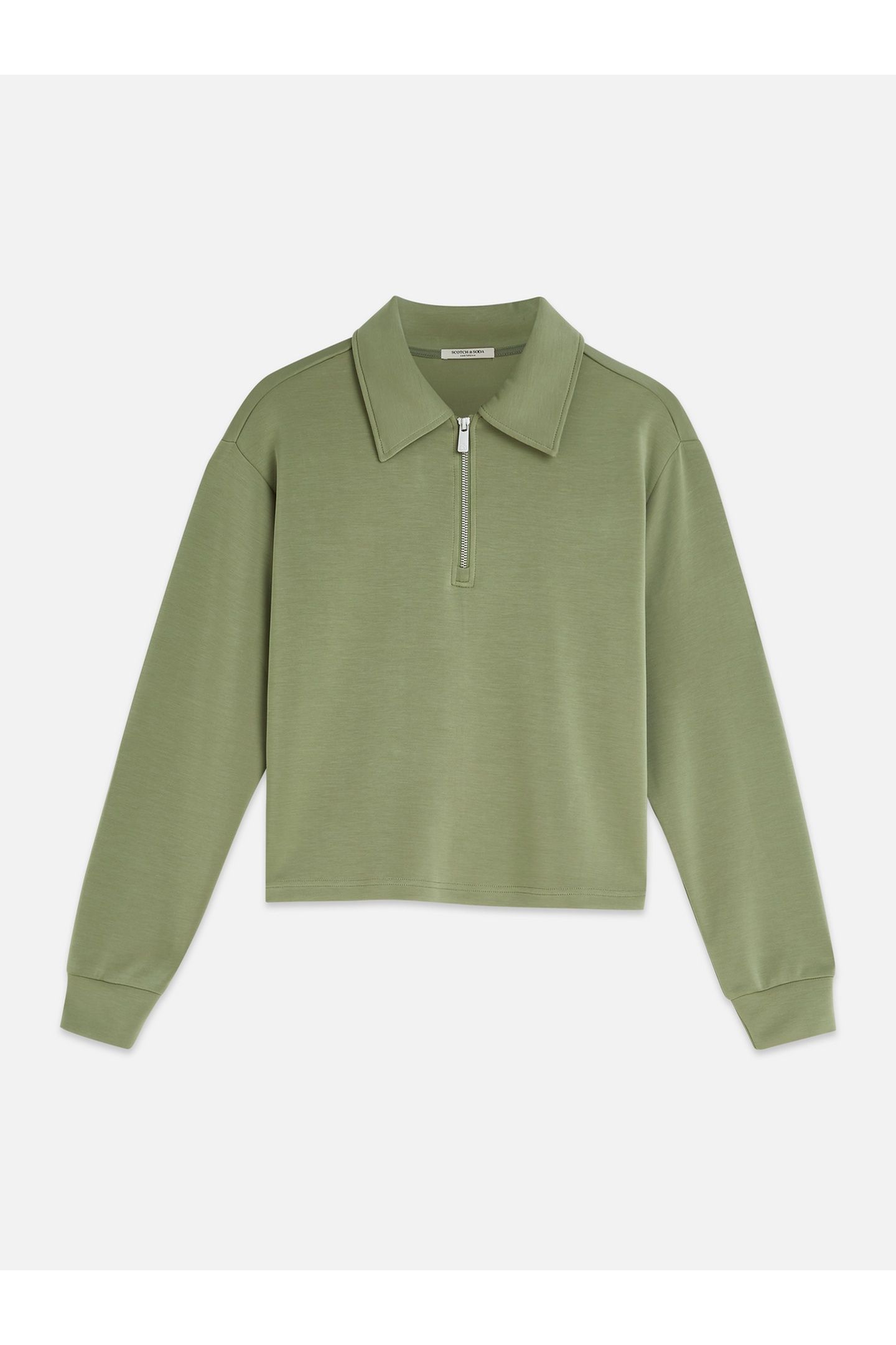ZIP THROUGH TENCEL SWEATSHIRT OIL GREEN 4
