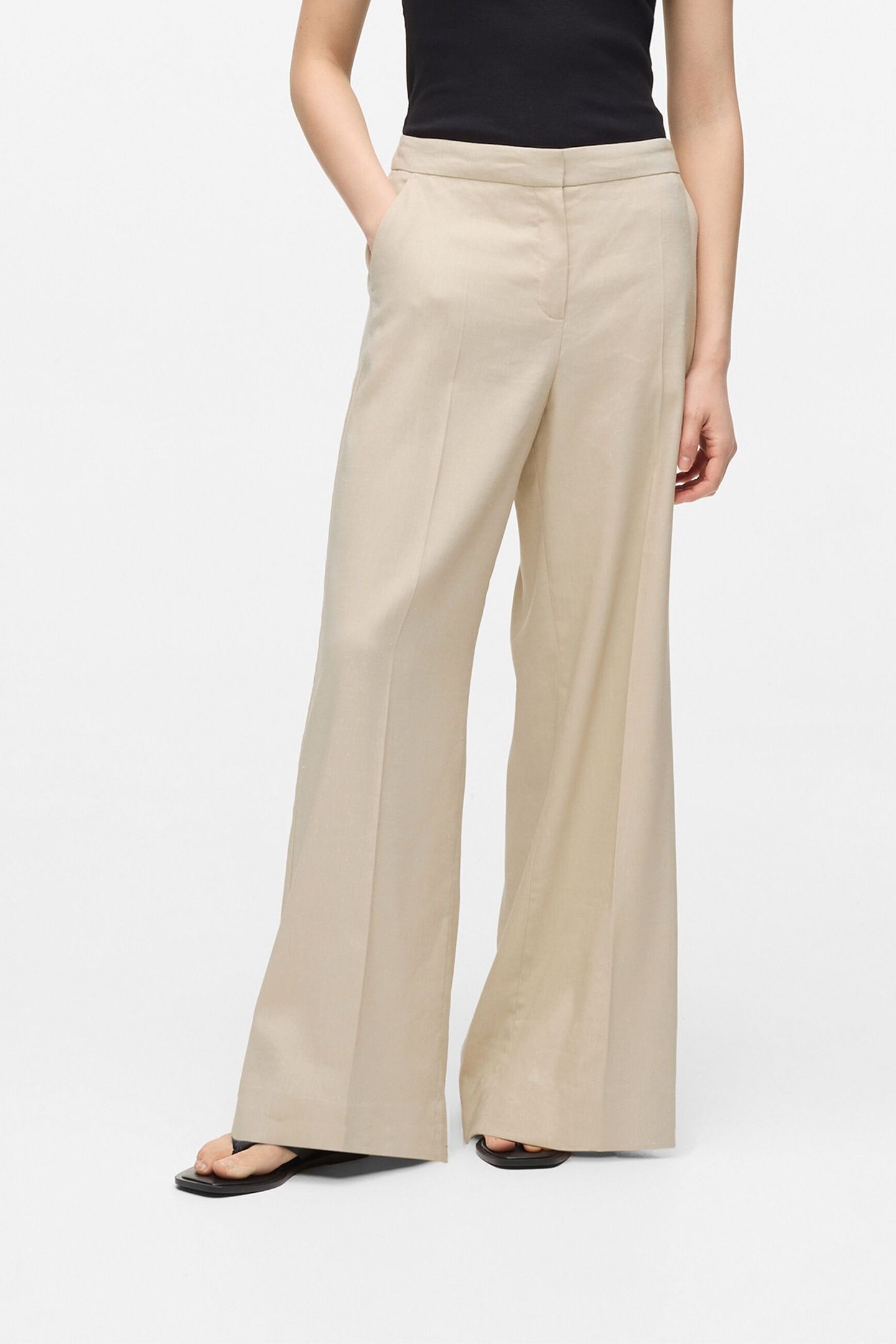 WIDE LEG MELANGE PANTS SAFARI 4