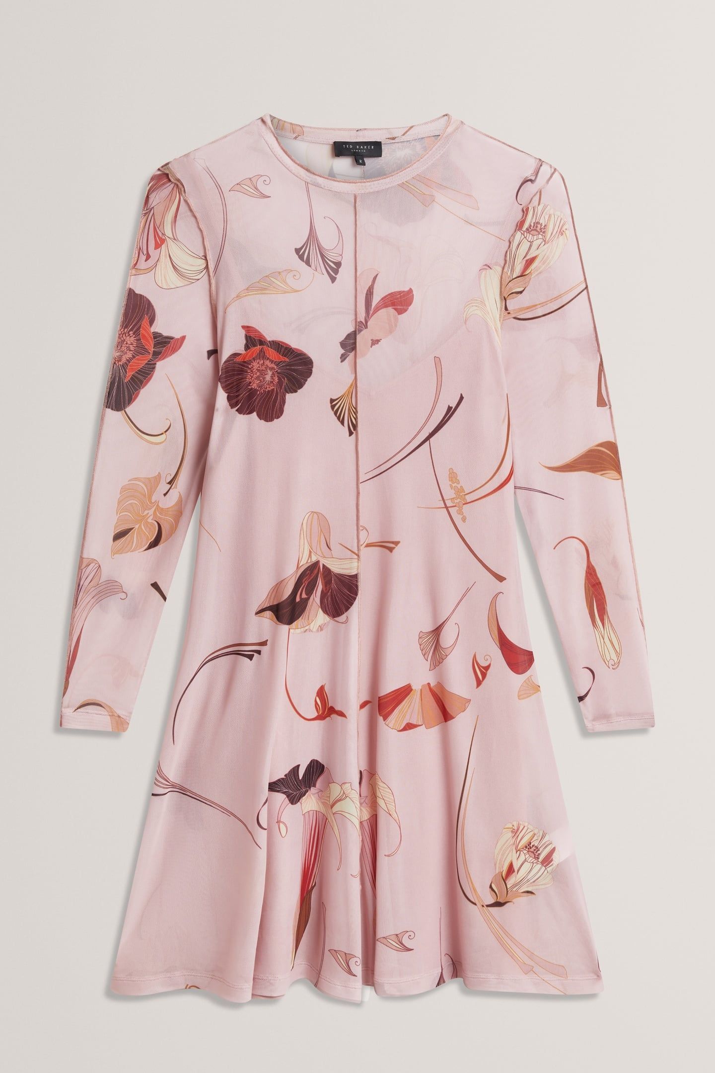 MESH LONG SLEEVE MIDI DRESS PINK 4