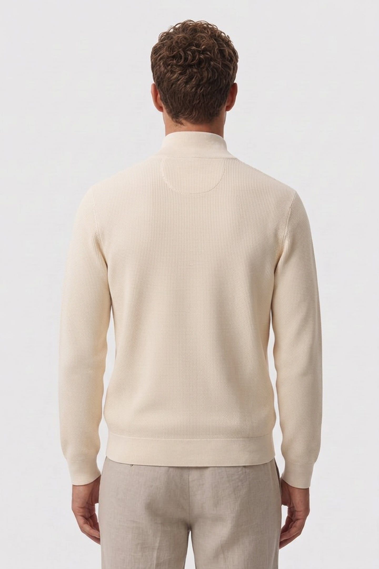 WAFFLE KNIT ZIP CARDIGAN CREAM 2