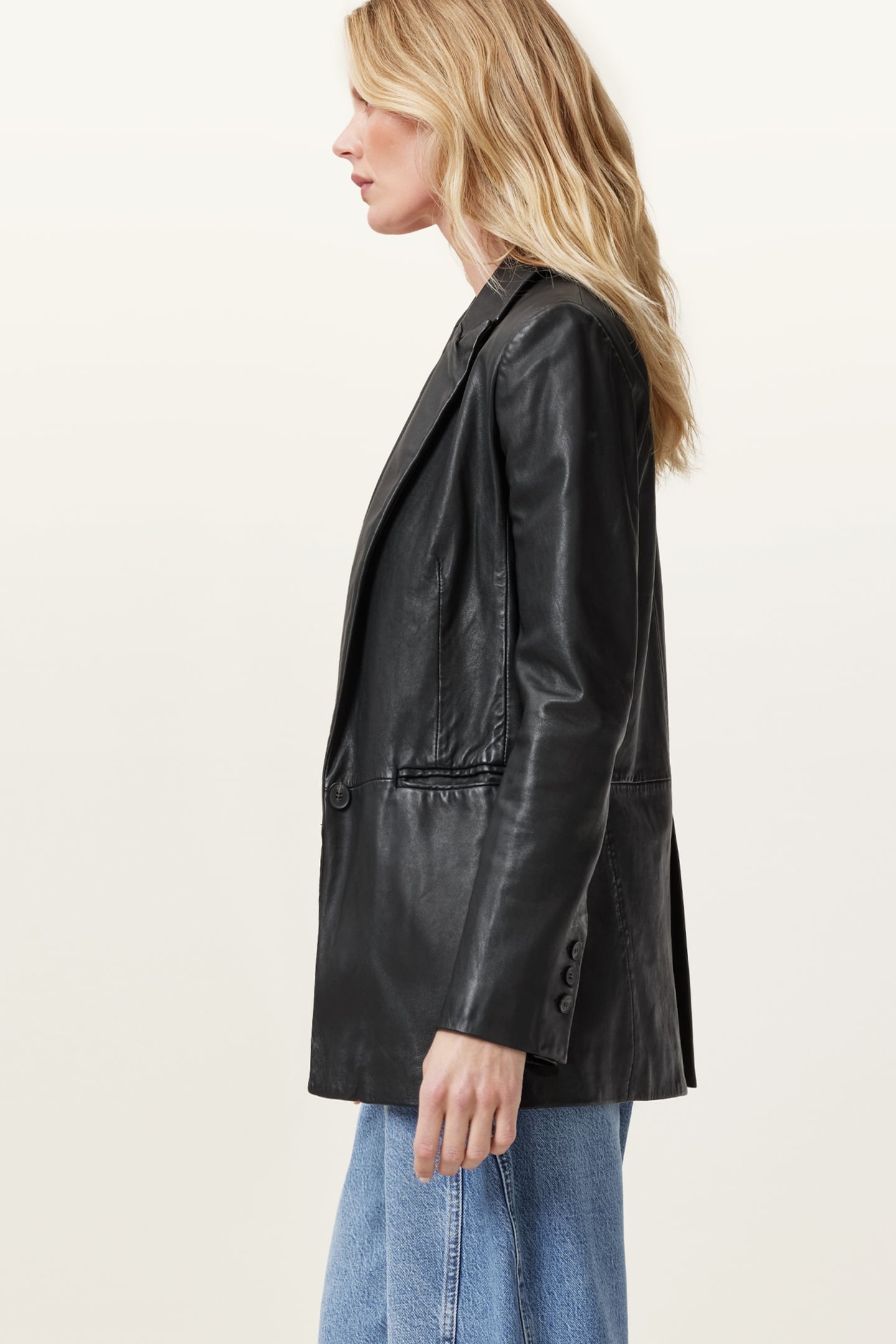 DERI LEATHER BLAZER BLACK 2