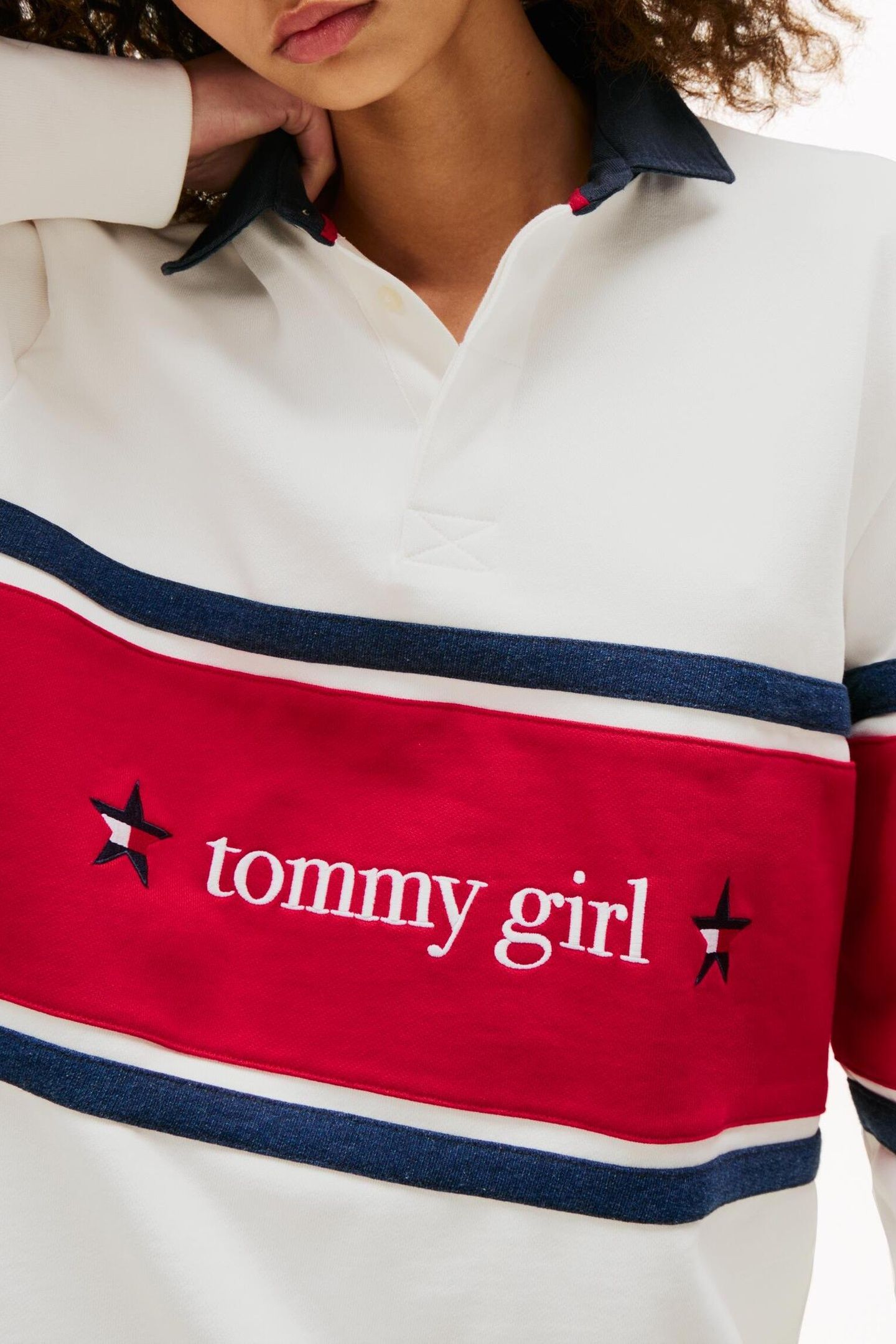 UNISEX TOMMY GIRL RUGBY POLO ECRU 8