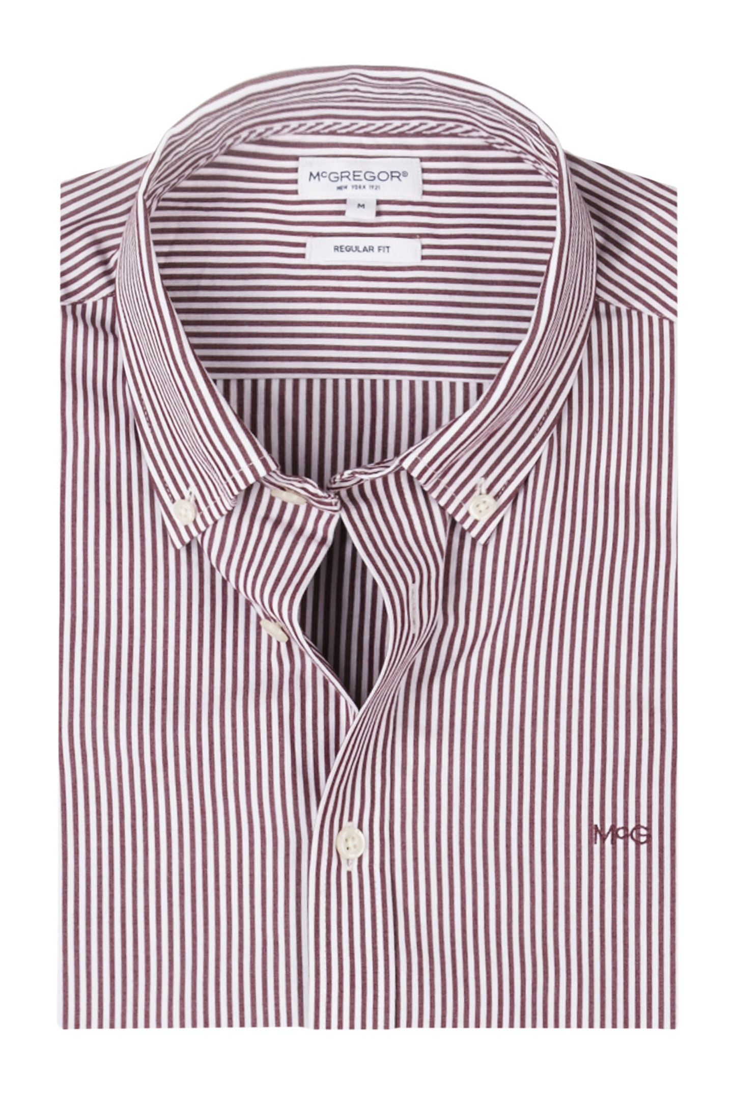 POPLIN STRIPE PEACHED SHIRT BURGUNDY 5