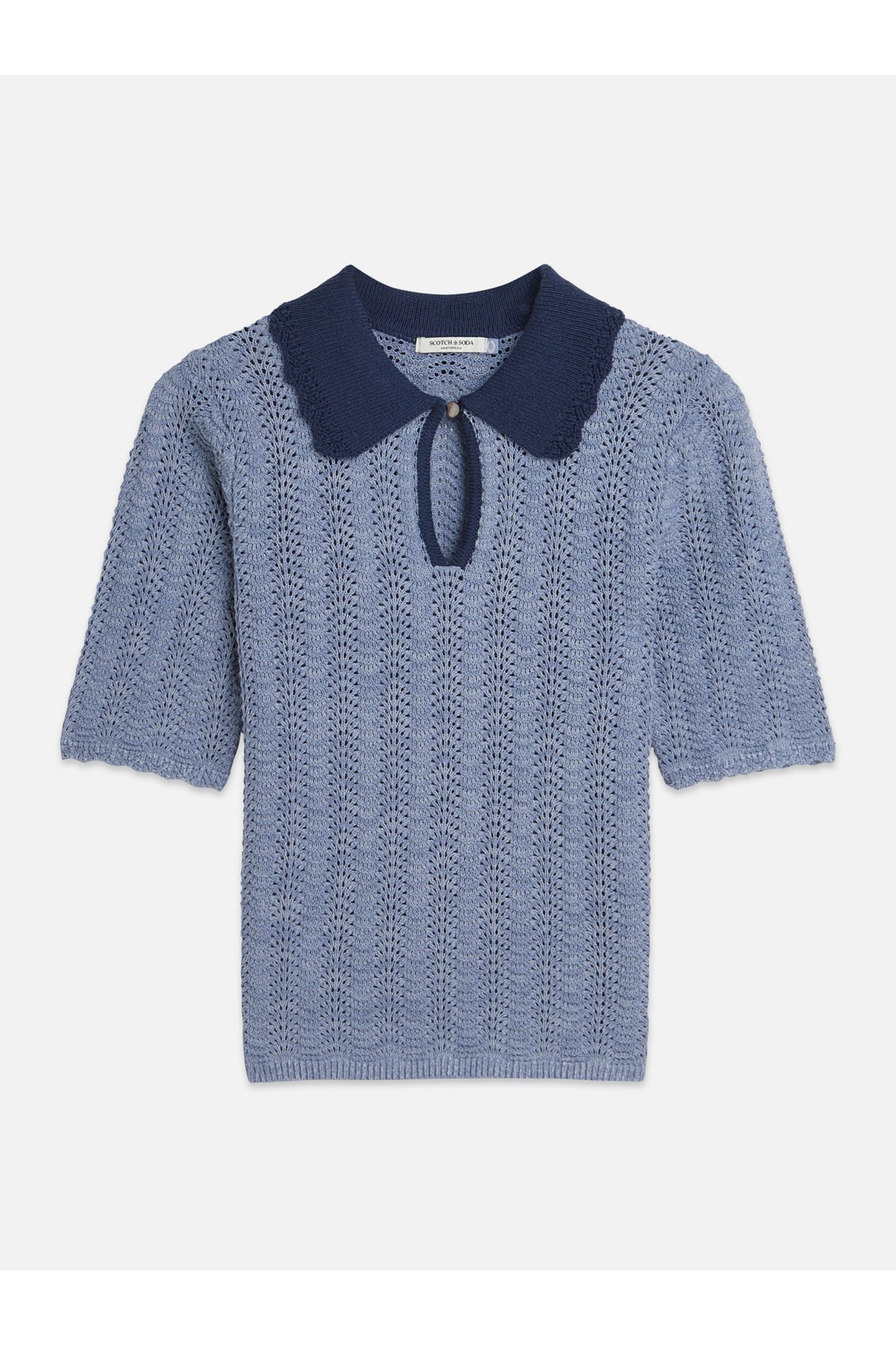 POINTELLE COLLARED KNITTED TEE INFINITY MELANGE 4