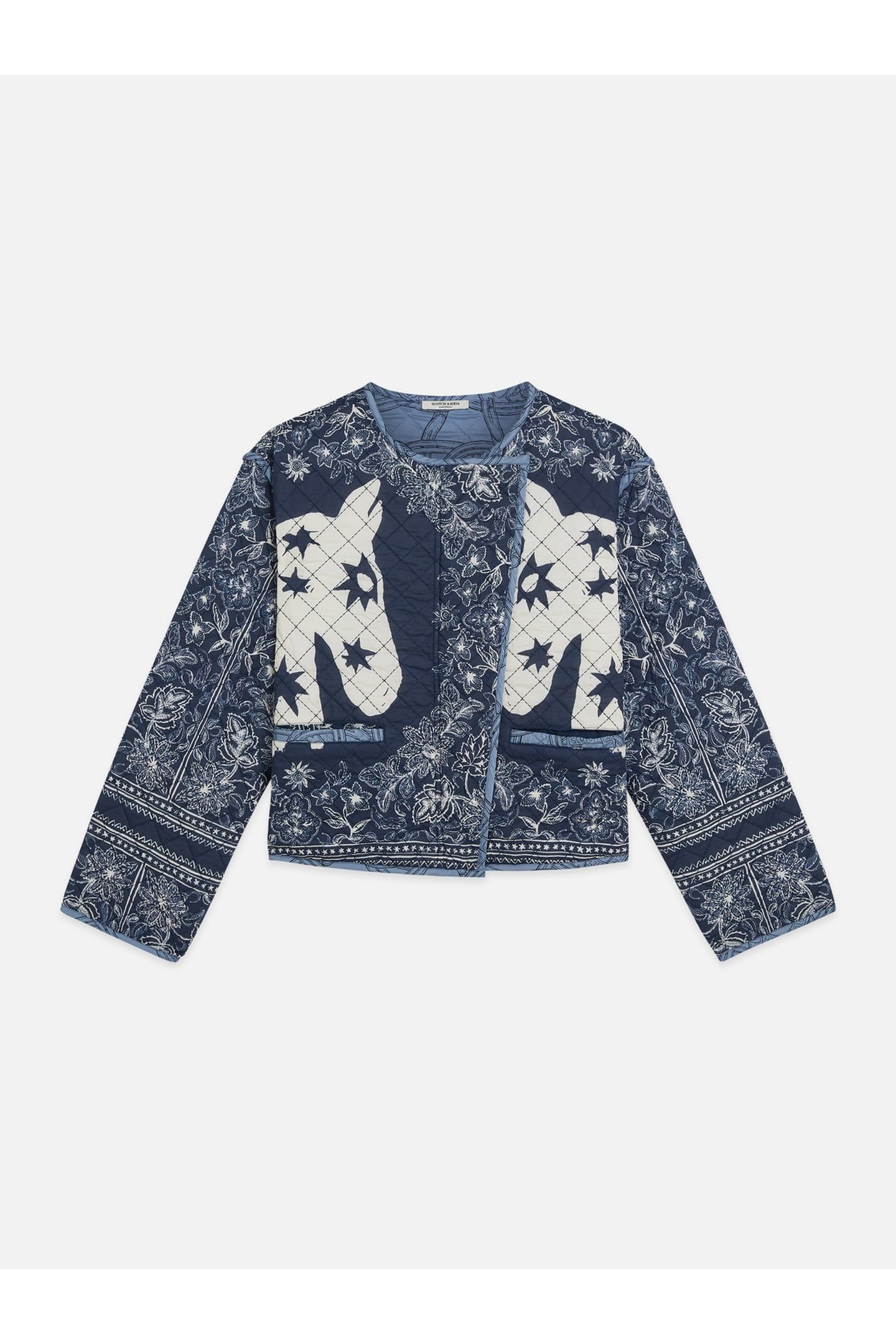 REVERSIBLE PRINTED QUILTED JACKET HORSE BANDANA DRESS BLUES 6