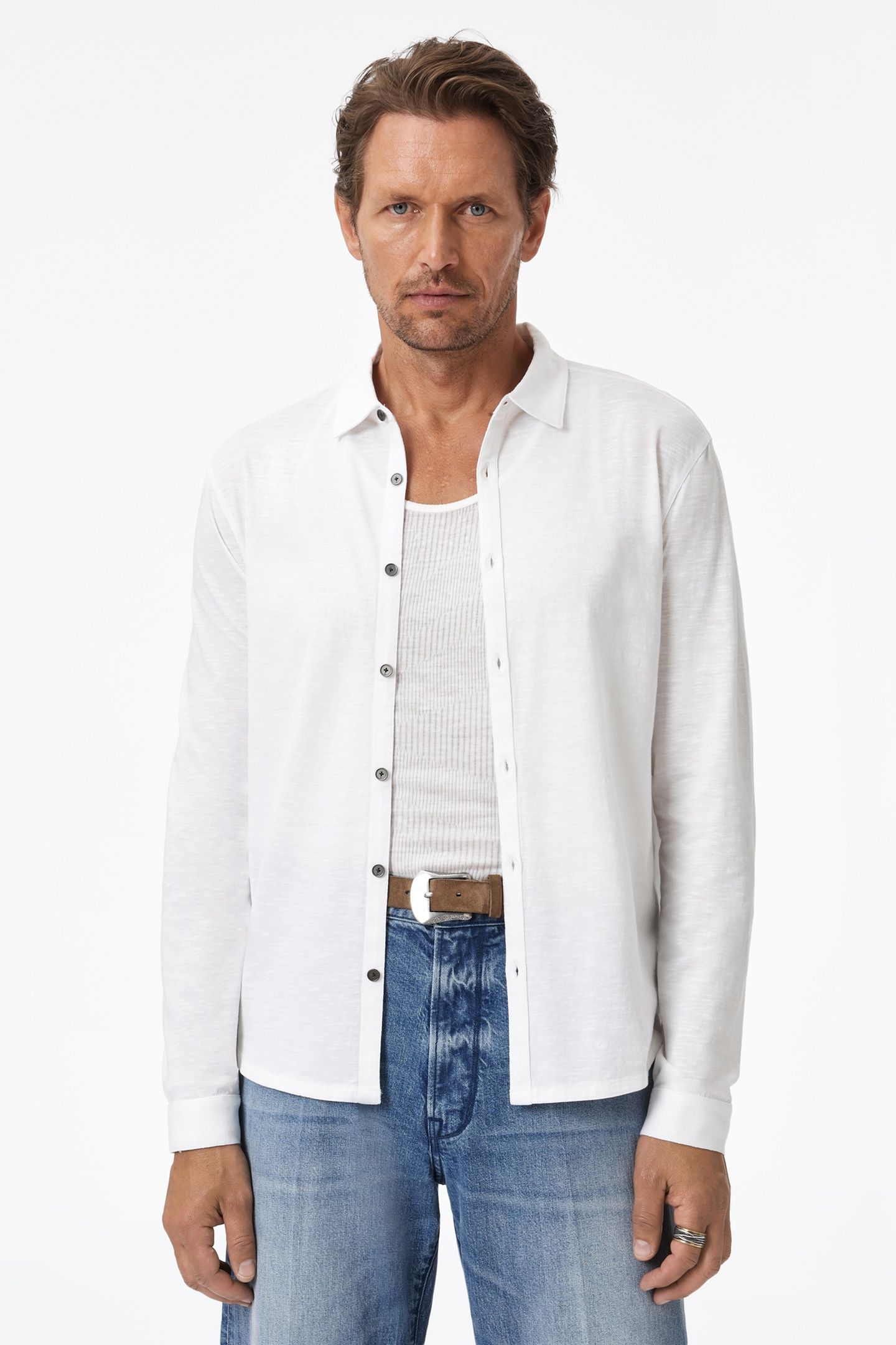 GARETH LS MERCERIZED KNITS SHIRT WHITE 1