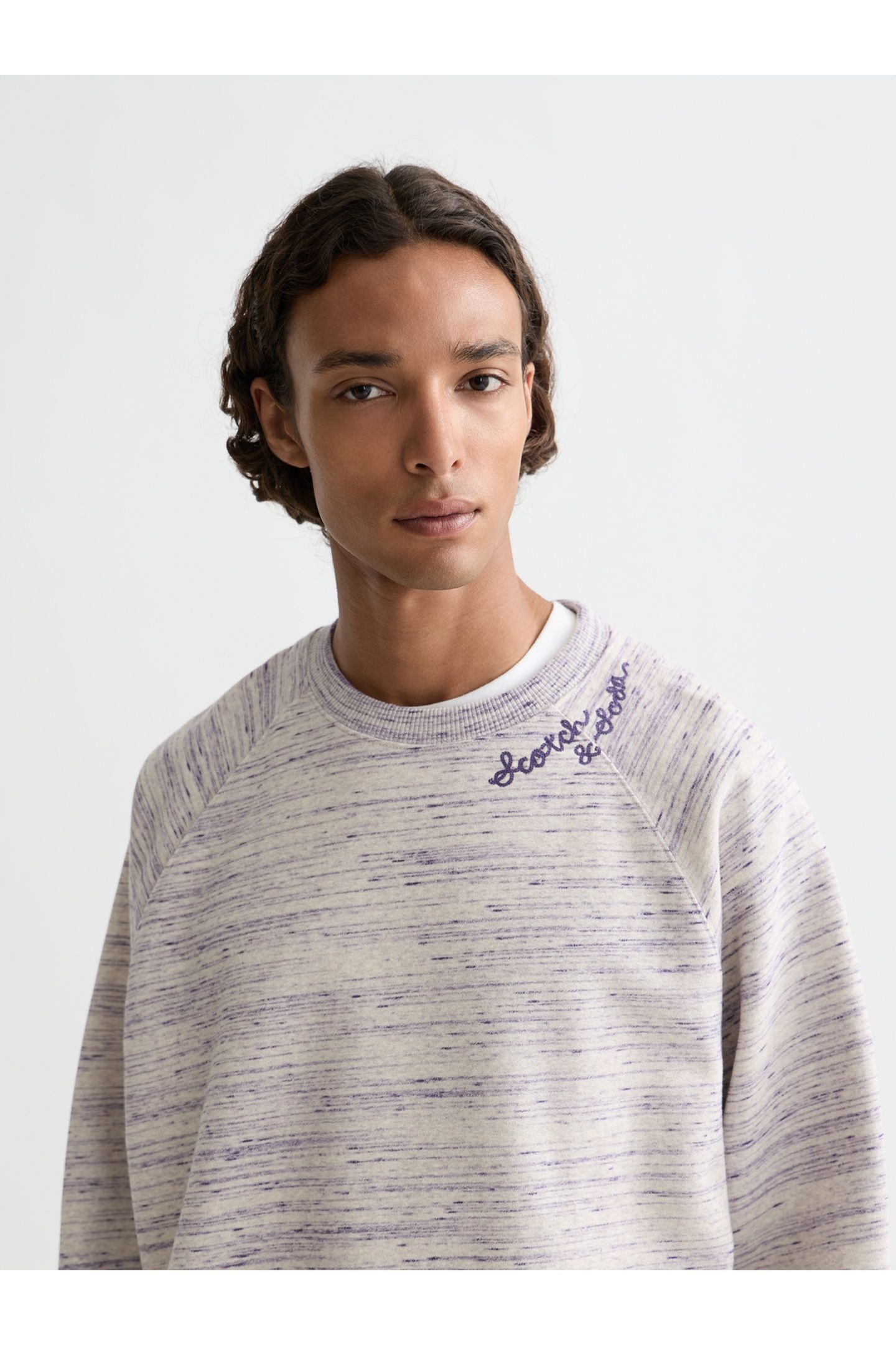 SPACE YARN EMBROIDERED LOOSE-FIT SWEATSHIRT DARK PURPLE 6