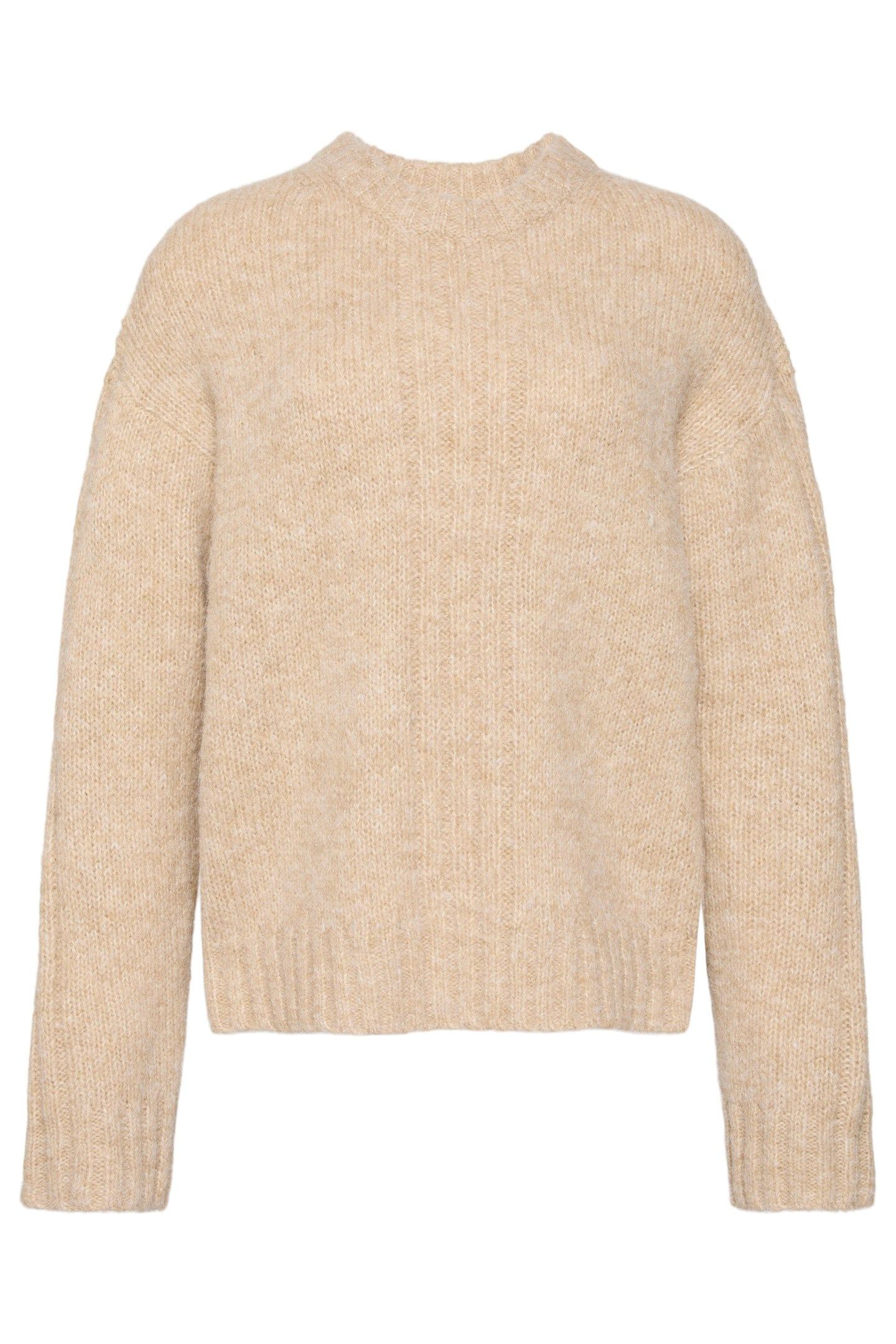 BRUSHED WOOL BLEND PULLOVER LIGHT BEIGE HEATHER 1