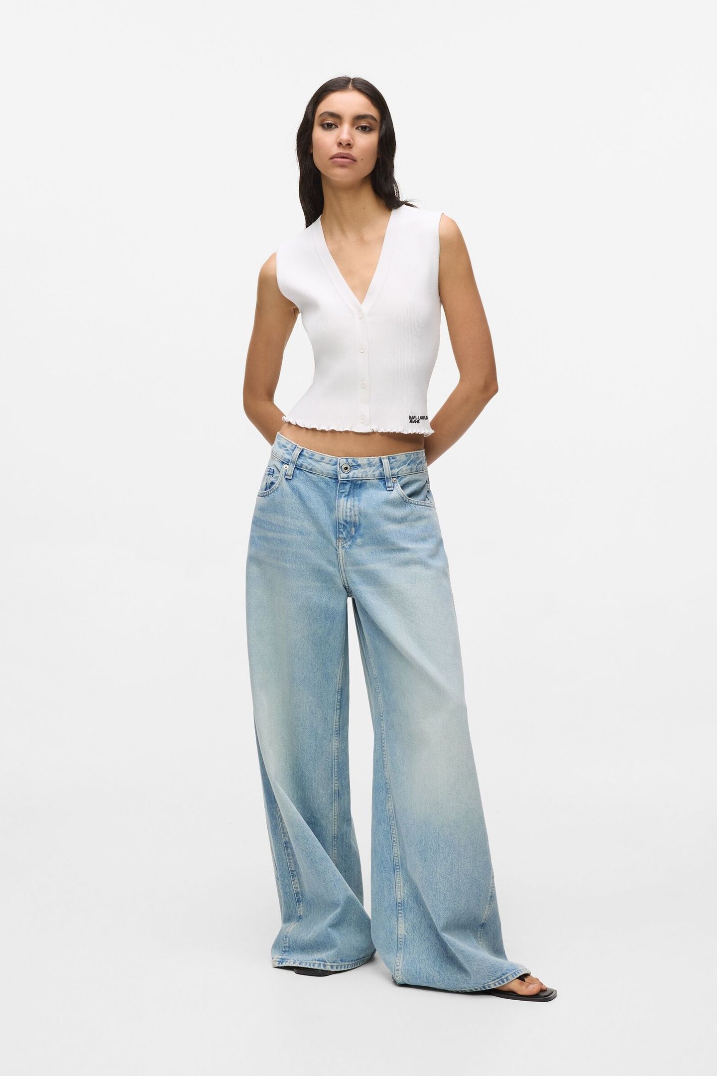 KLJ LR WIDE LEG PANEL DENIM WASHED LIGHT BLUE 1