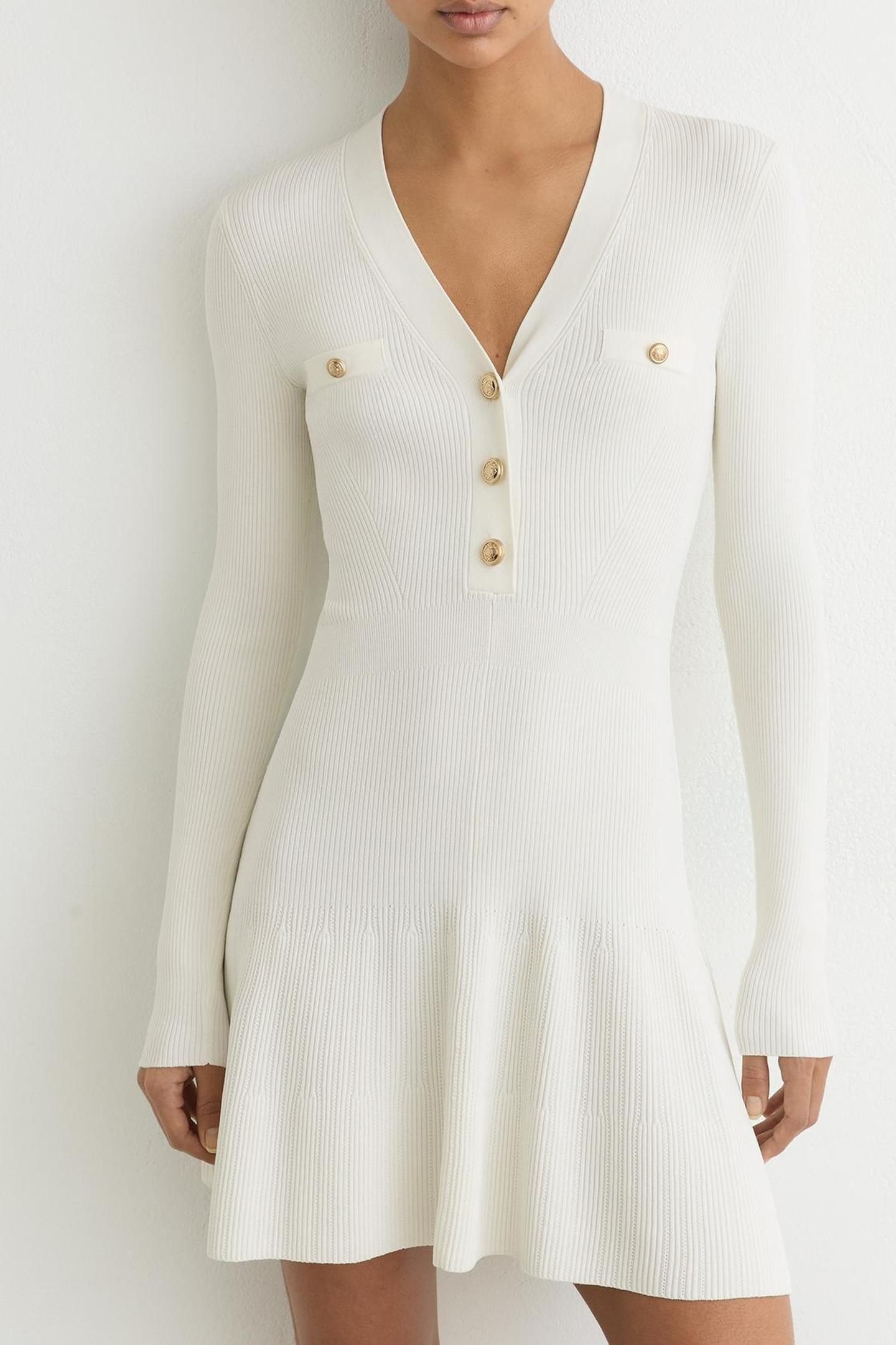 KNITTED MINI DRESS IVORY 2