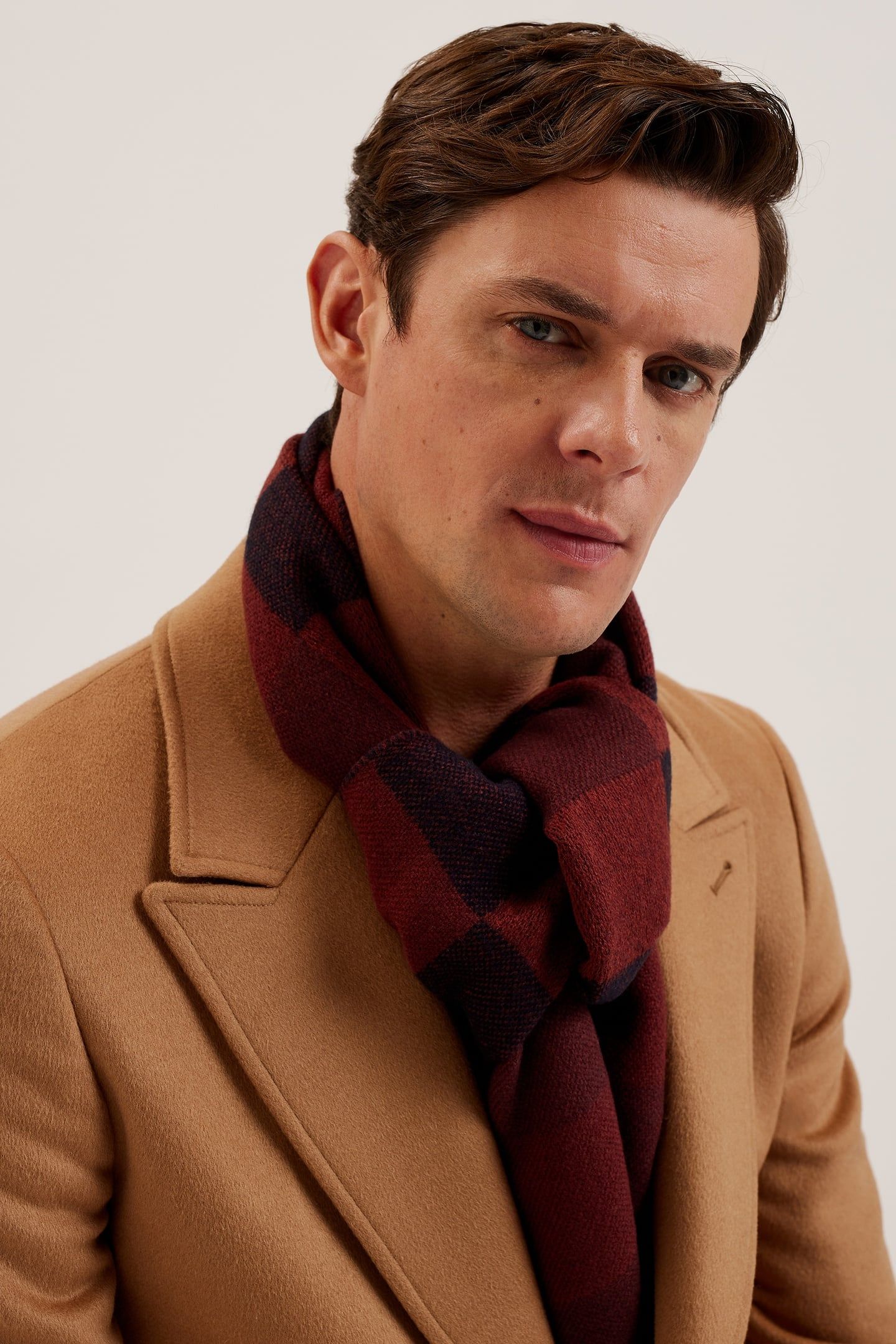 PETERRR GRID CHECK SCARF OXBLOOD 1