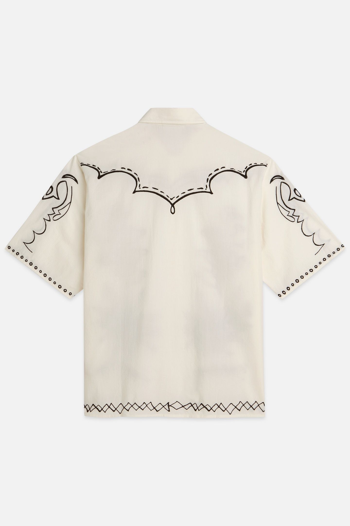 EMBROIDERED SEERSUCKER RELAXEDFIT SHORTSLEEVED SHIRT WHITE T 5