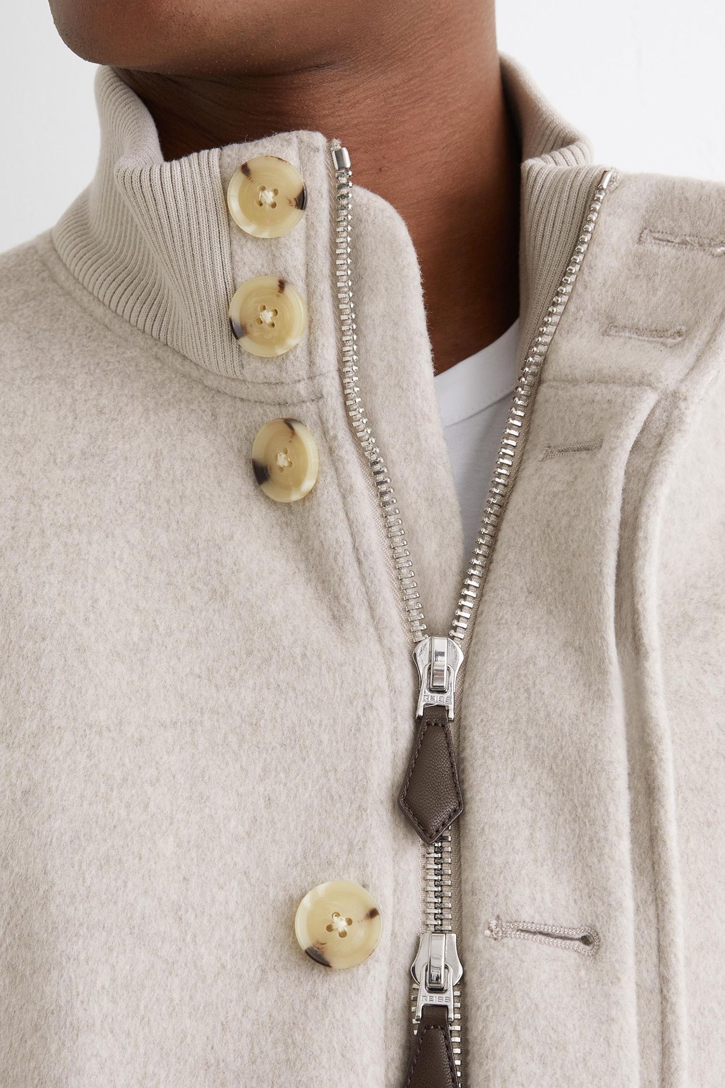 SHORT WOOL BOMBER JACKET OATMEAL 5