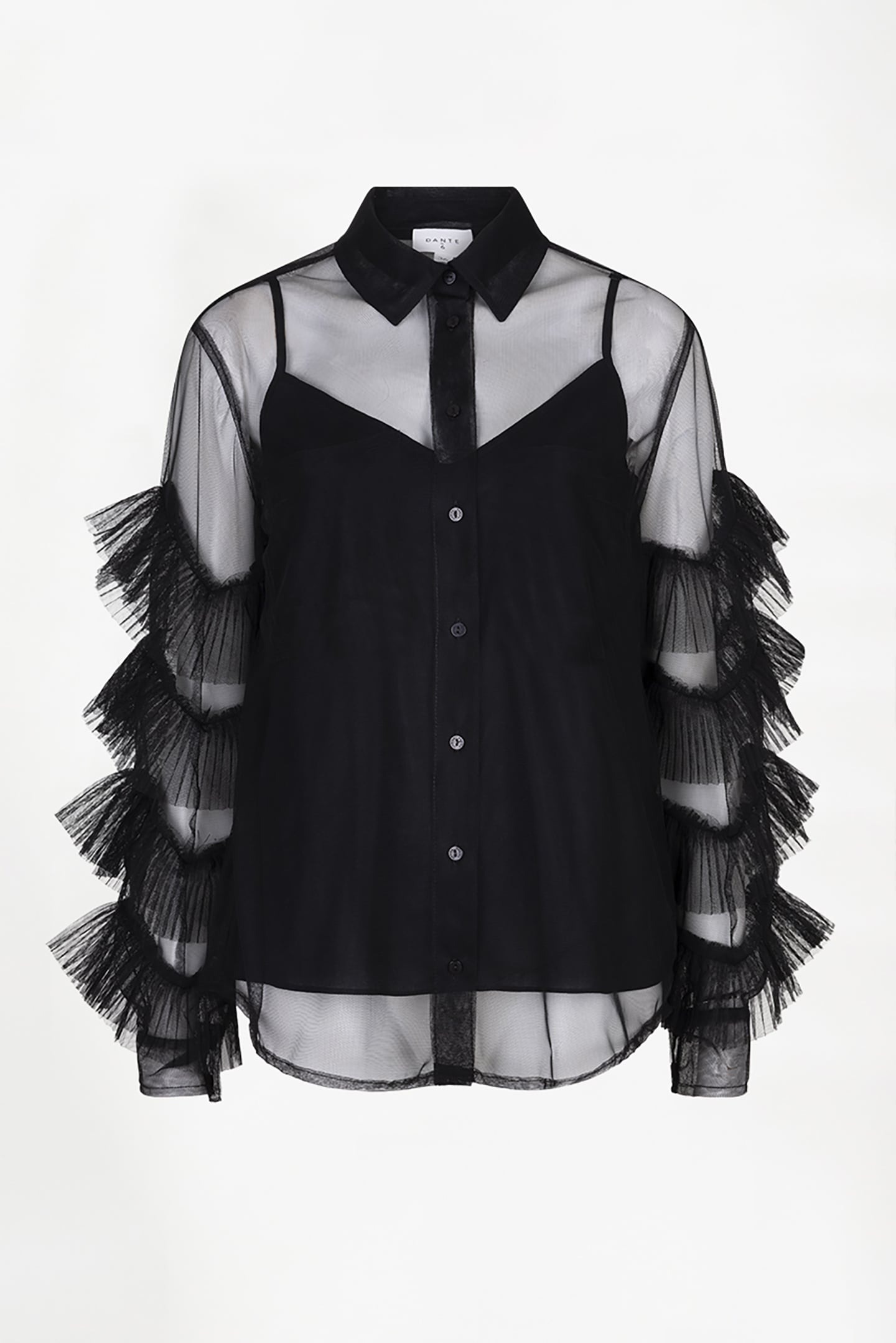 PIERS TULLE RUFFLED SHIRT RAVEN 4