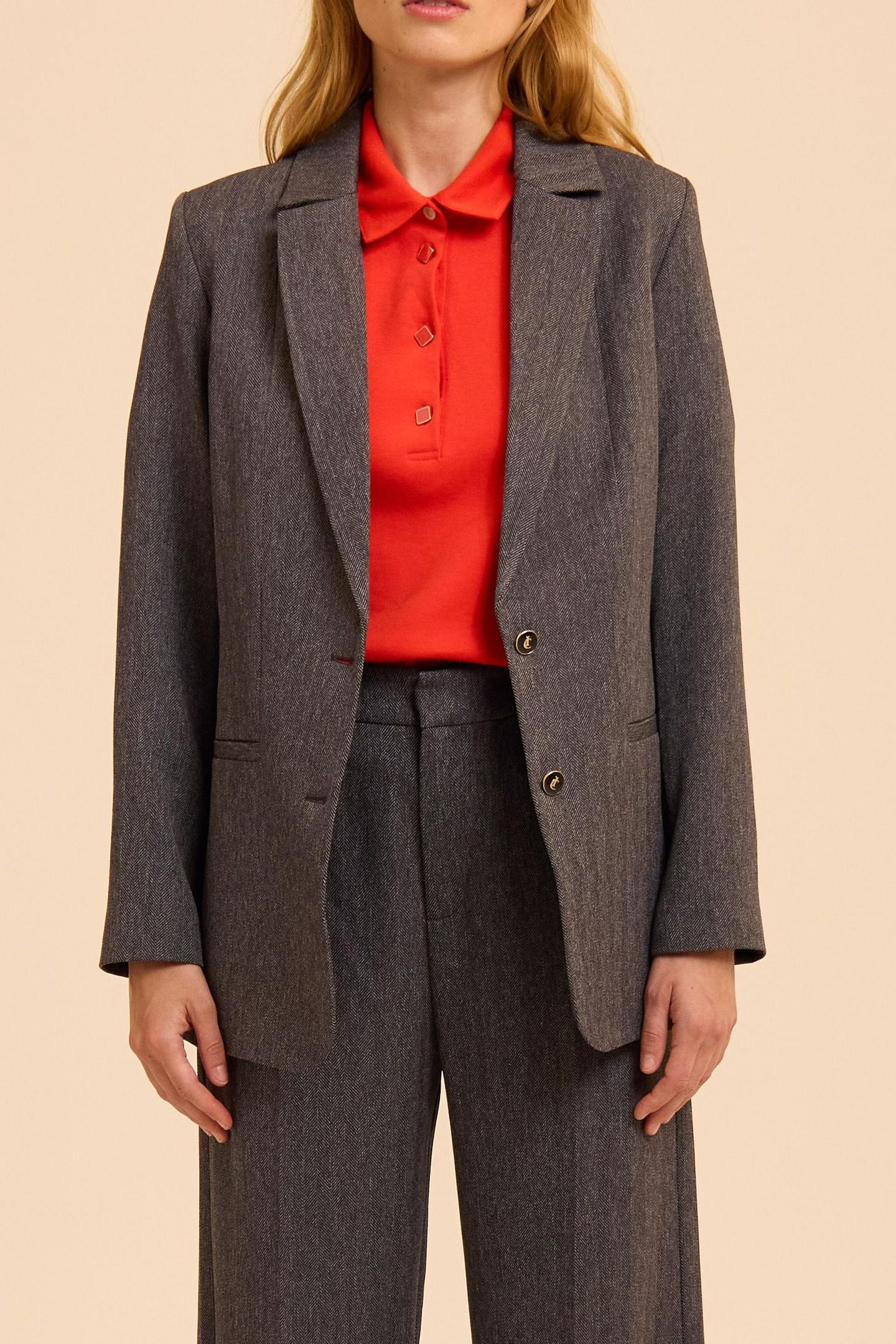 GREY HERRINGBONE SUIT JACKET 1