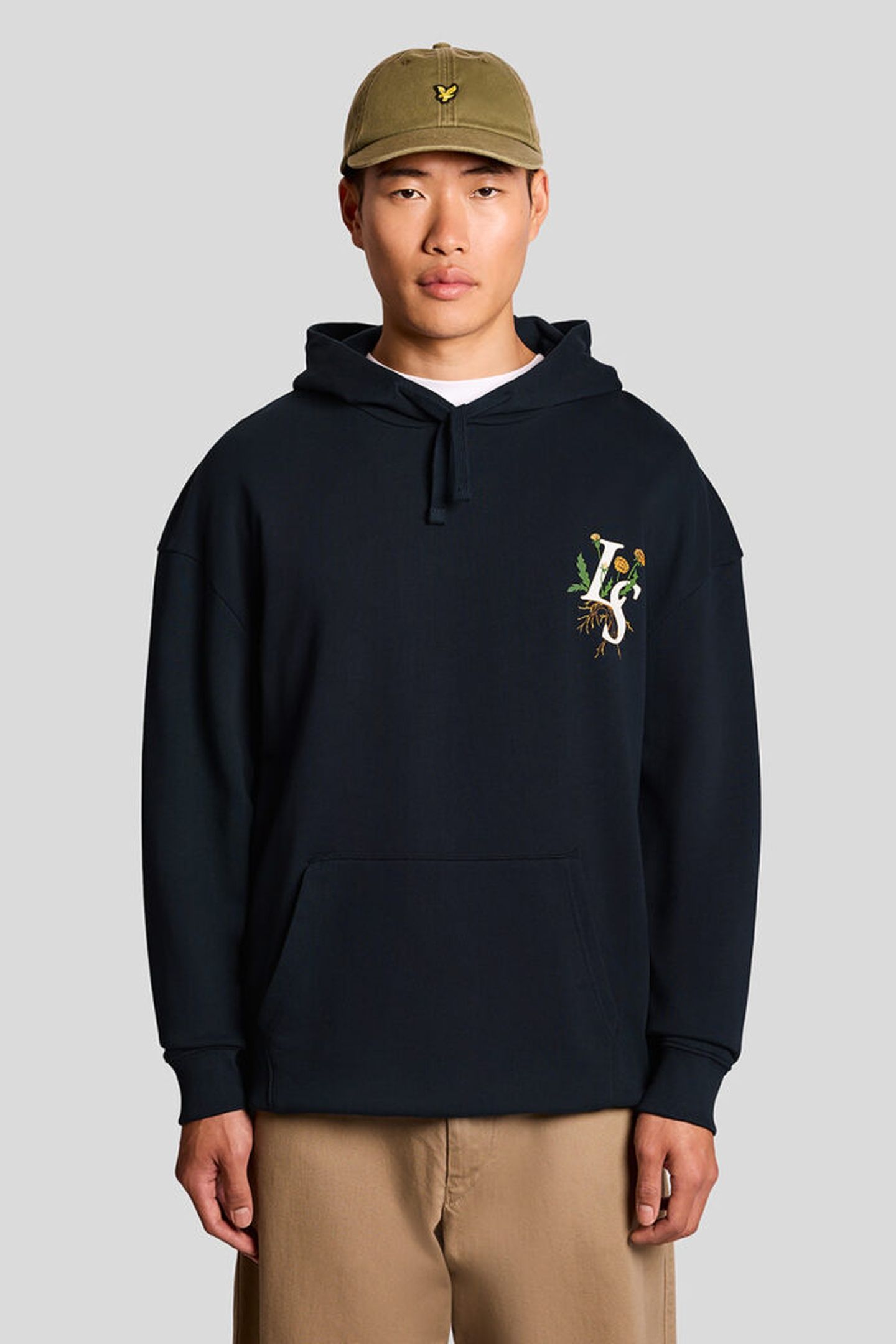 DANDELION SCRIPT GRAPHIC HOODIE DARK NAVY 1