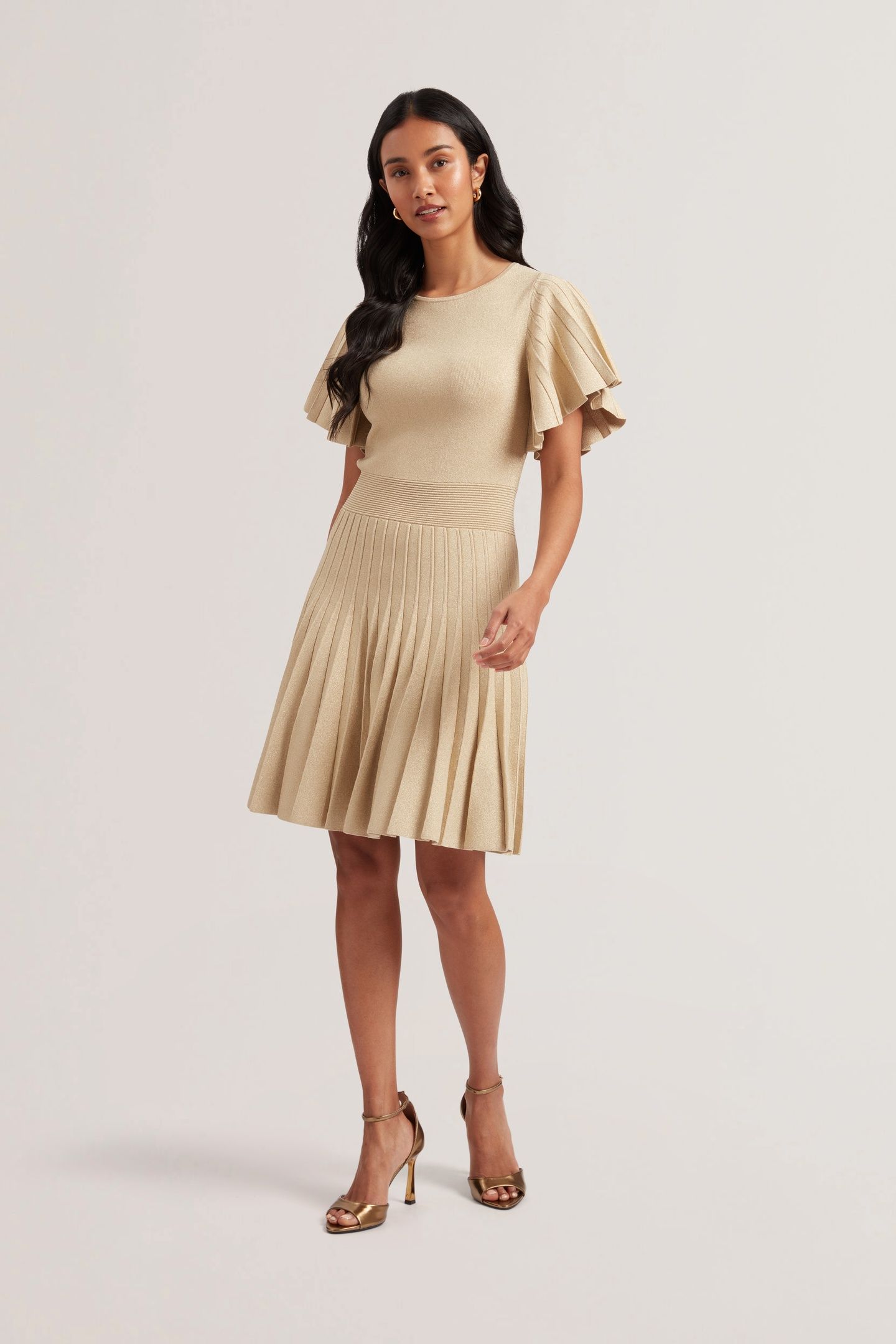 MADISNN METALLIC ANGEL SLEEVE KNIT GOLD 1