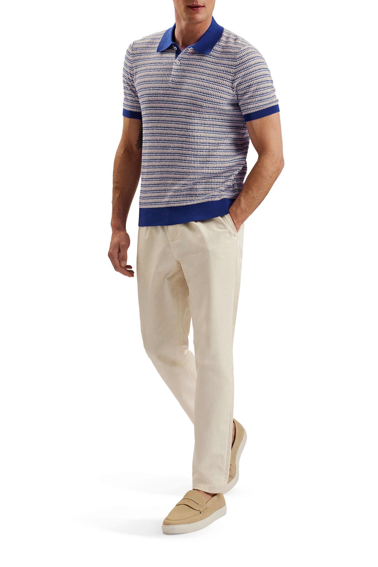 ATHER SS REGULAR TEXTURED STRIPE POLO BLUE 4