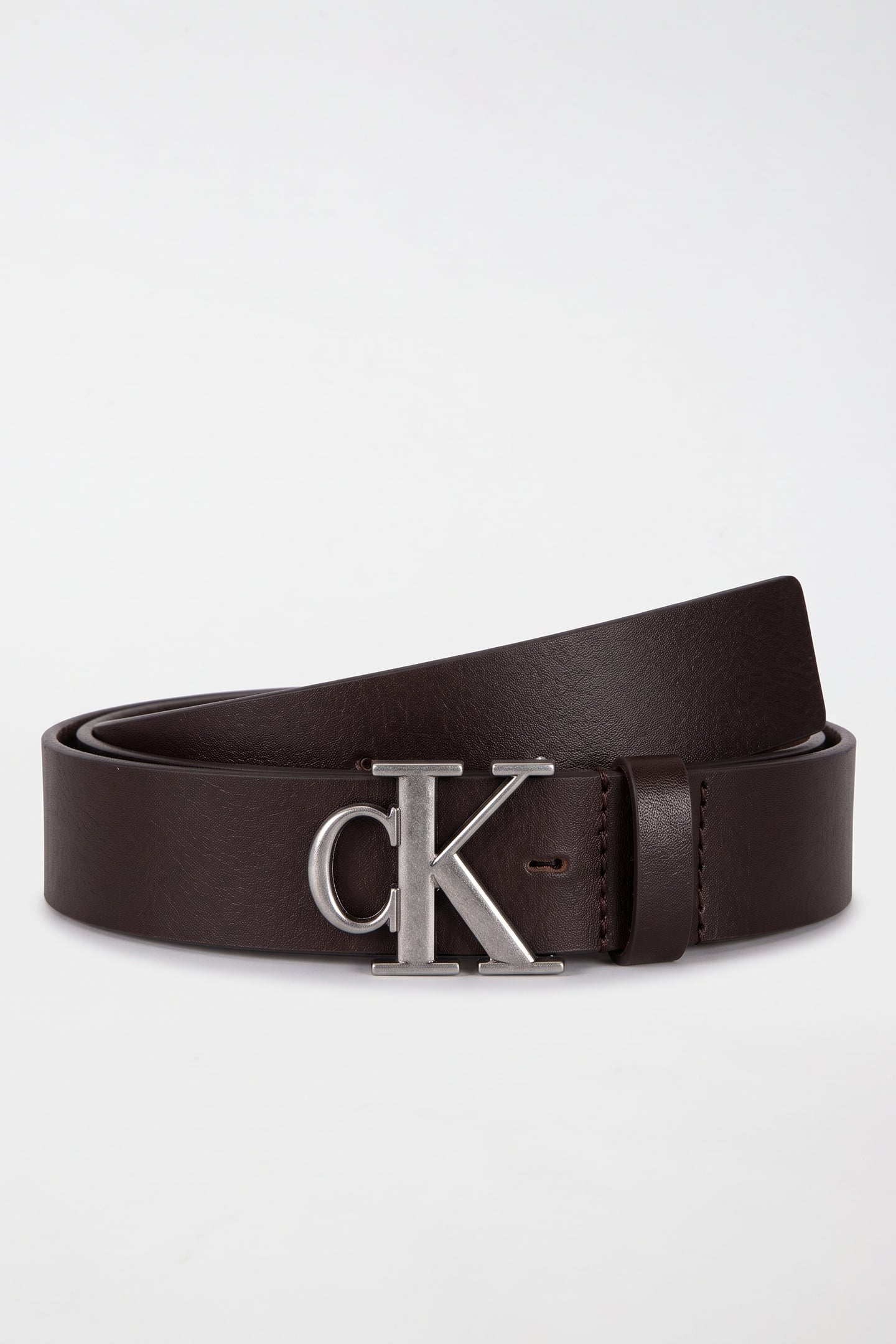 ROUND MONO PLAQUE BELT BITTER BROWN 1