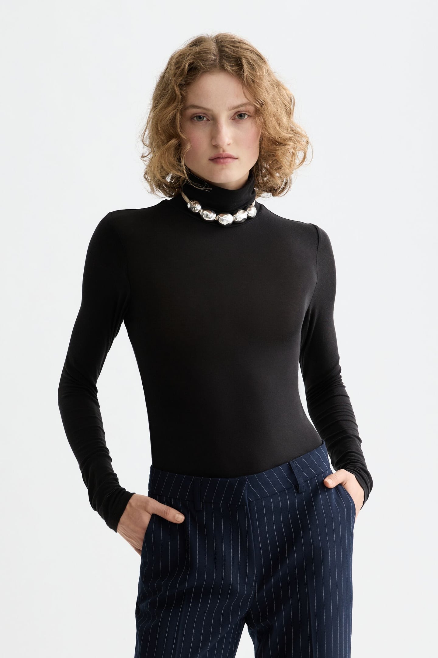 CORE ROLL UP NECK LONG SLEEVE T-SHIRT BLACK 1