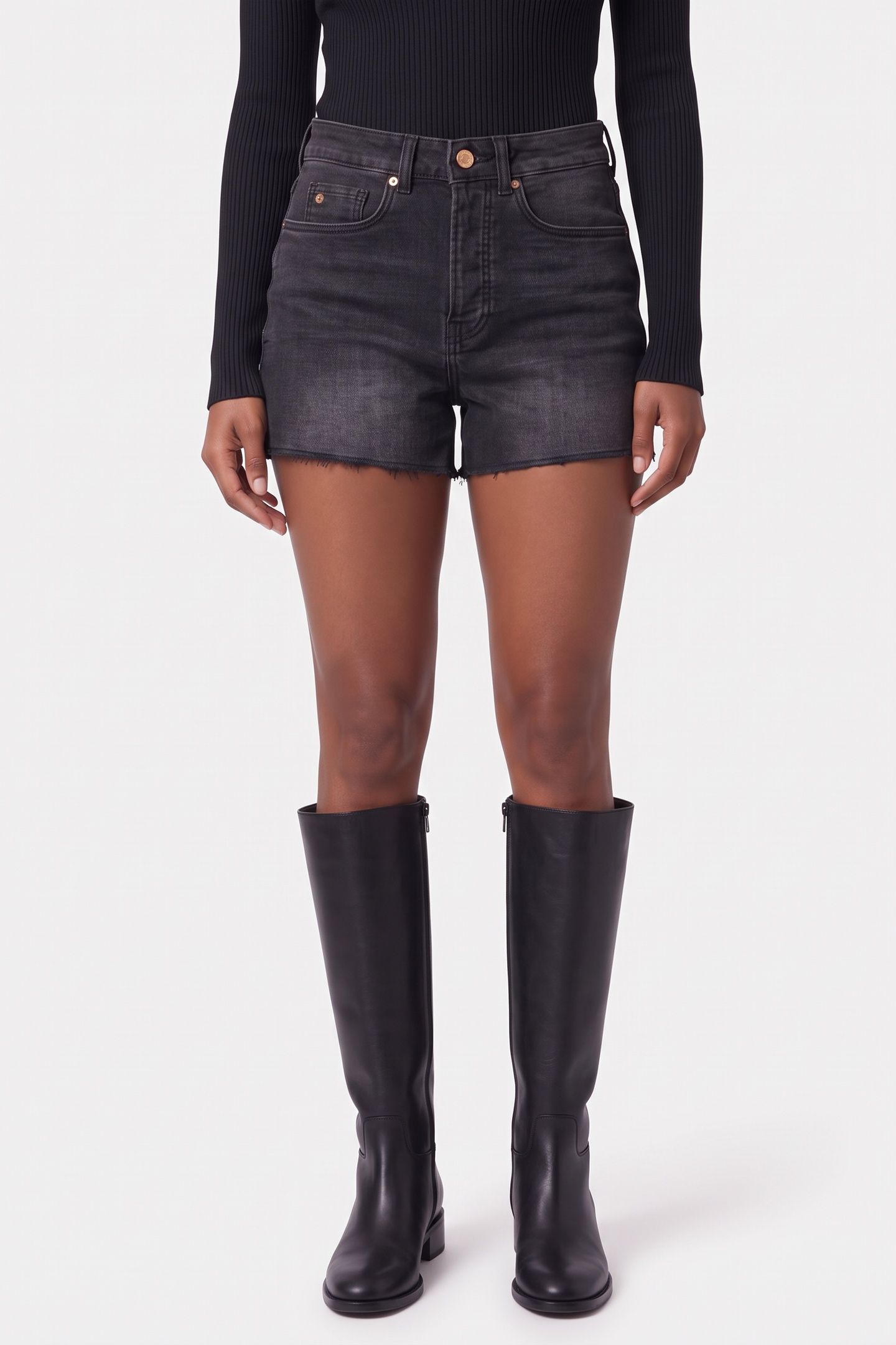CORE THE RAY CUT OFF DENIM SHORT - BLACK NIGHT 1