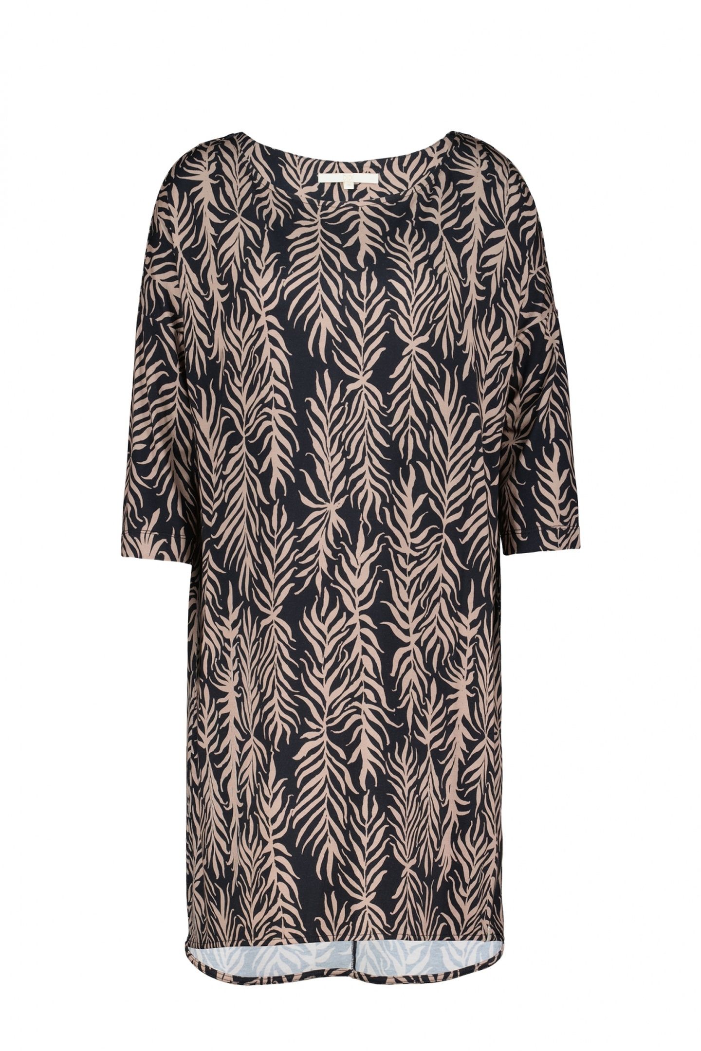 EASY LOOSE DRESS PRINT BLACK PALM LEAVES PRINT 4